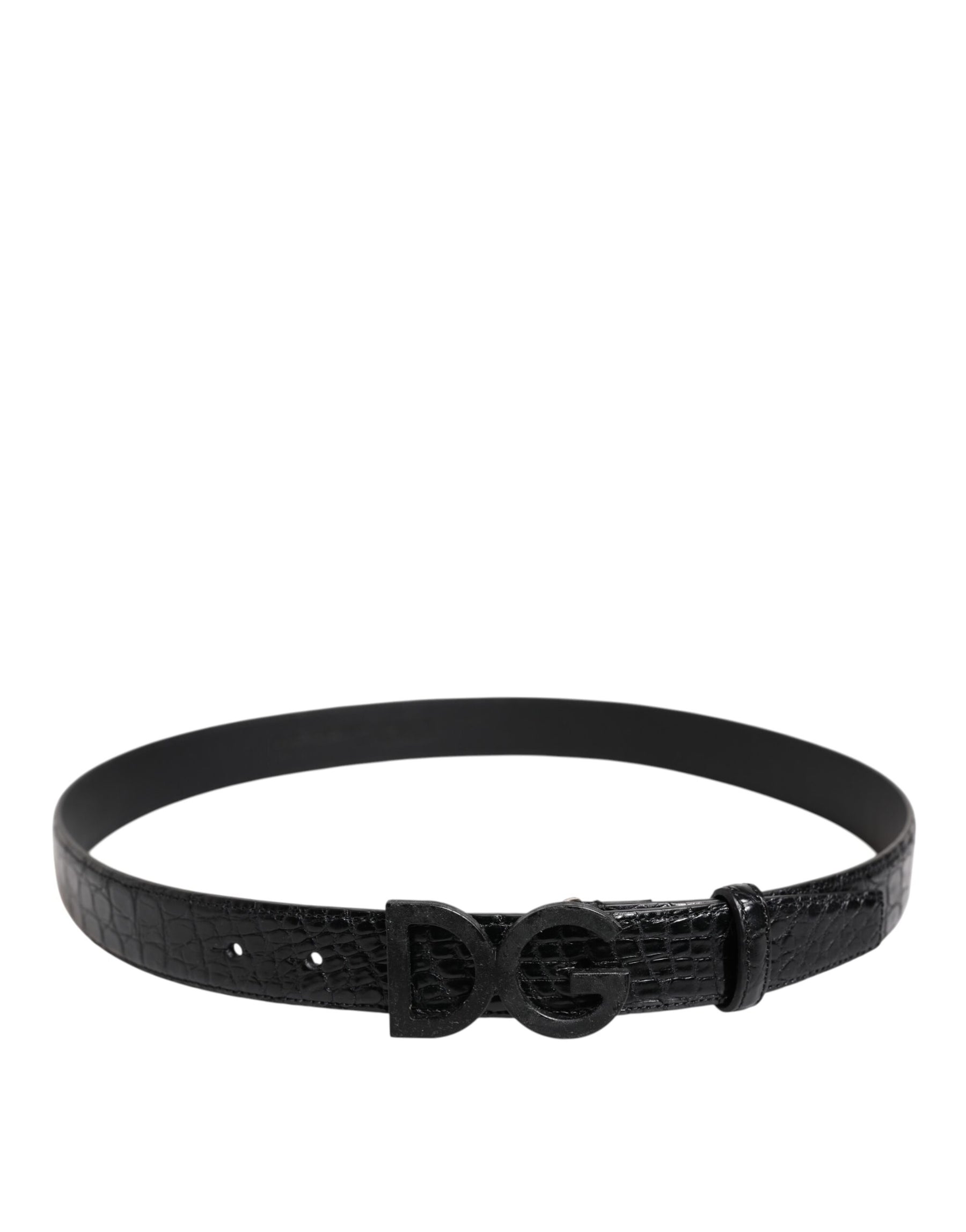 Dolce & Gabbana Black Leather Classic Metal DG Buckle Belt | Regal Royce