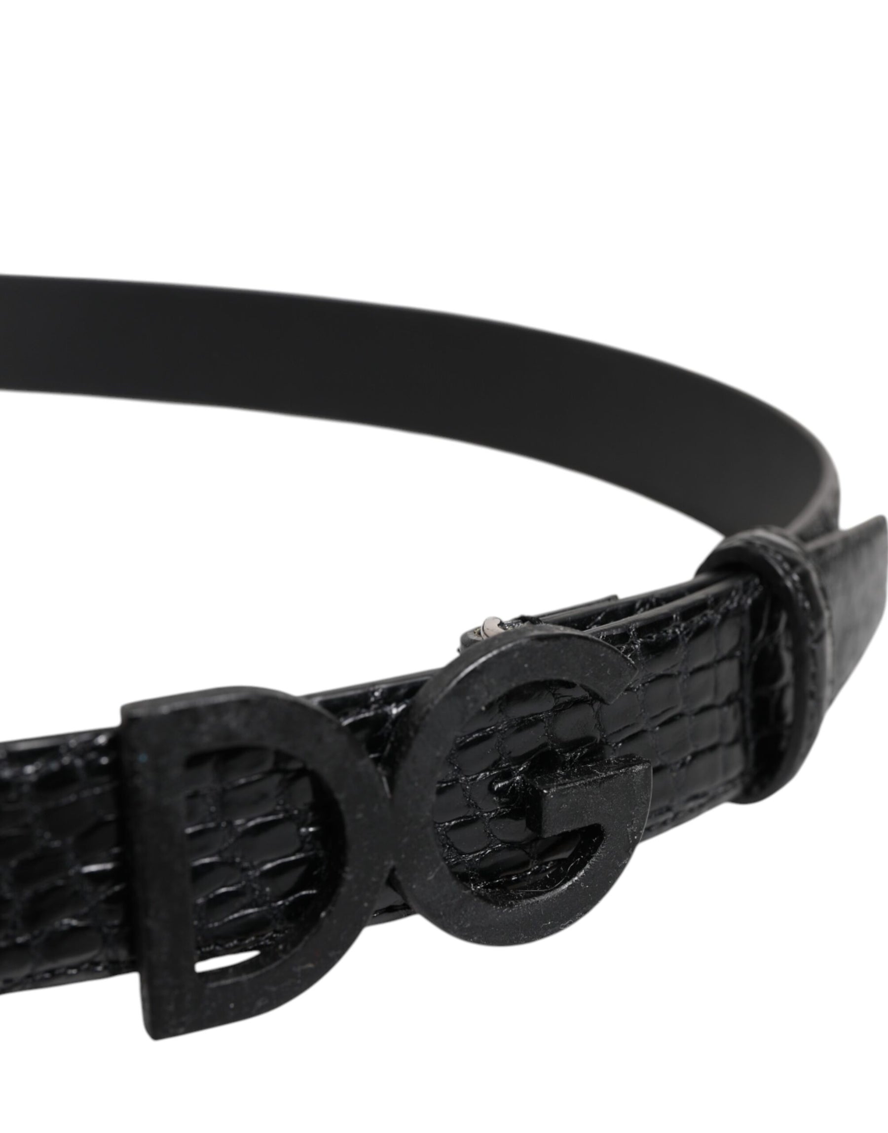 Dolce & Gabbana Black Leather Classic Metal DG Buckle Belt | Regal Royce
