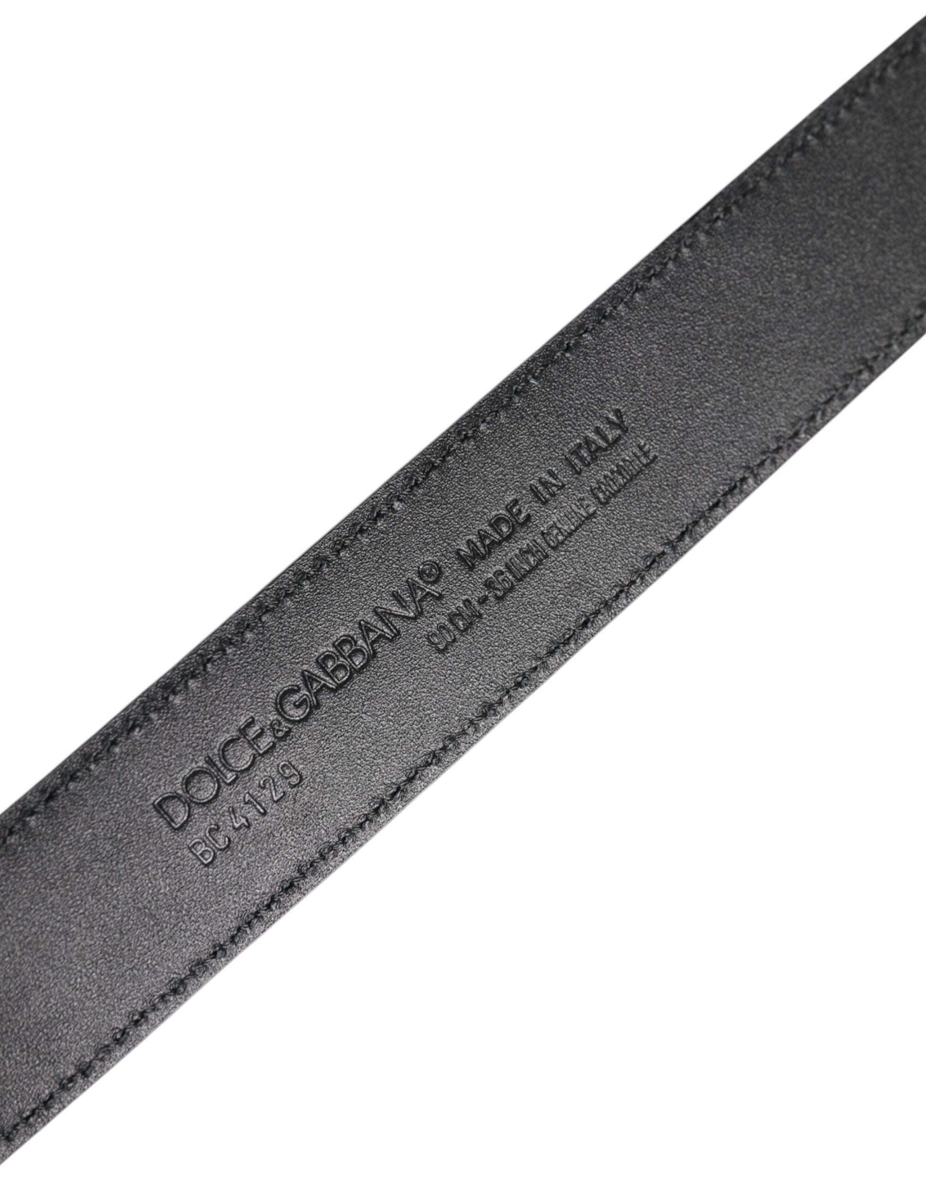 Dolce & Gabbana Black Leather Classic Metal DG Buckle Belt | Regal Royce