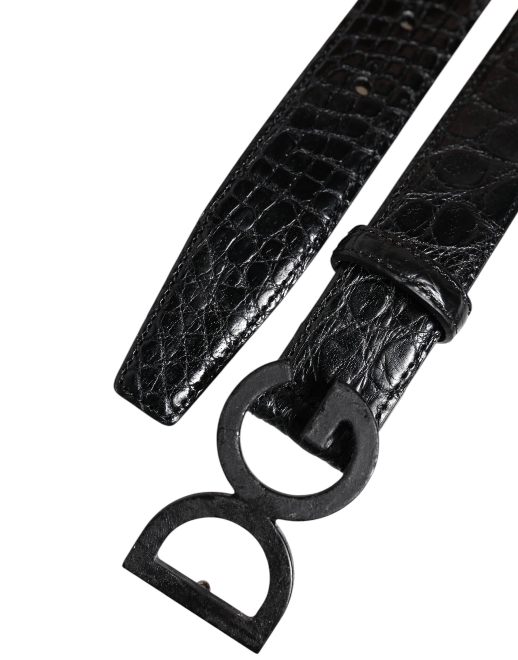 Dolce & Gabbana Black Leather Classic Metal DG Buckle Belt | Regal Royce