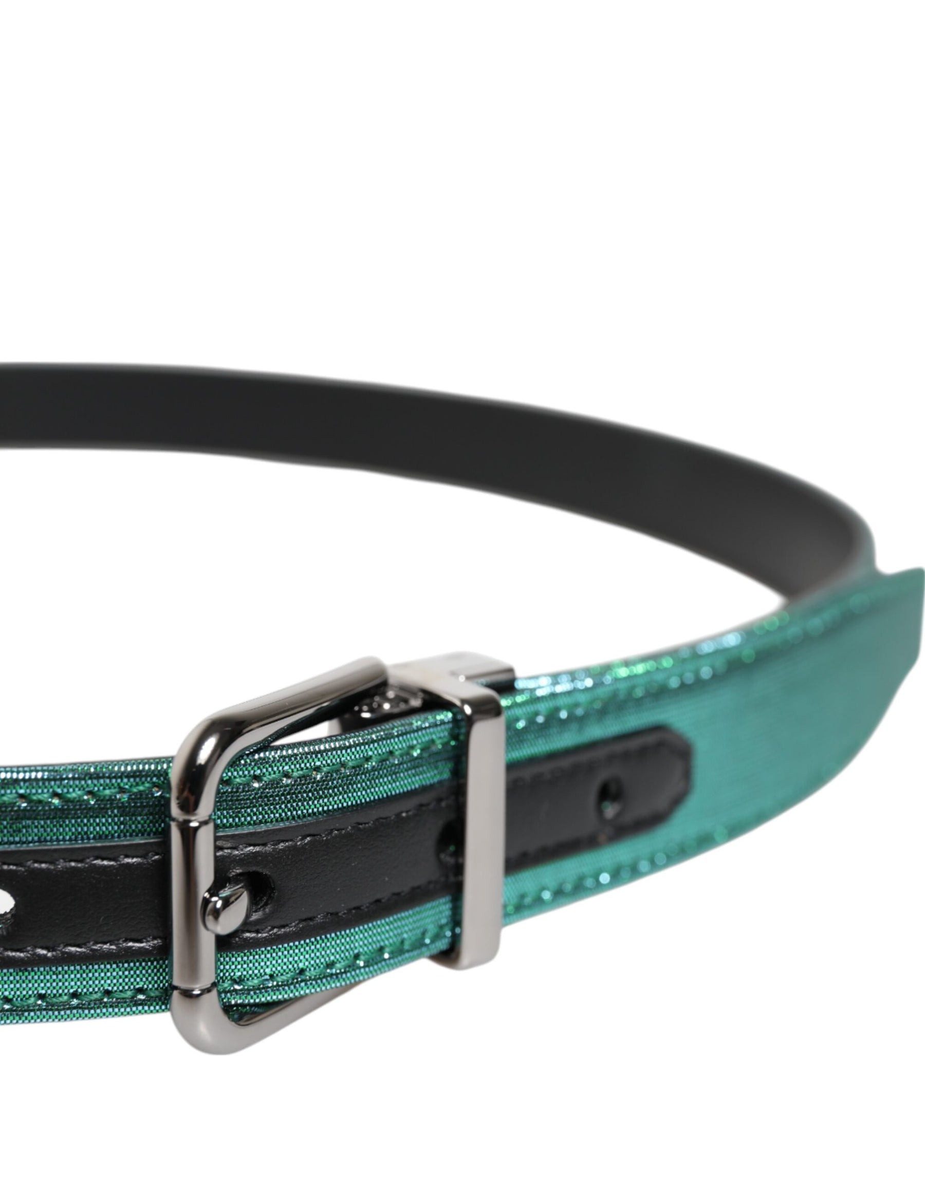 Dolce & Gabbana Green Black Polyester Metal Buckle Belt | Regal Royce