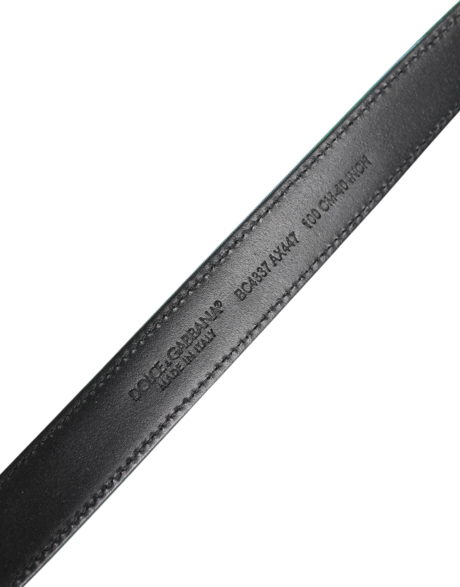 Dolce & Gabbana Green Black Polyester Metal Buckle Belt | Regal Royce