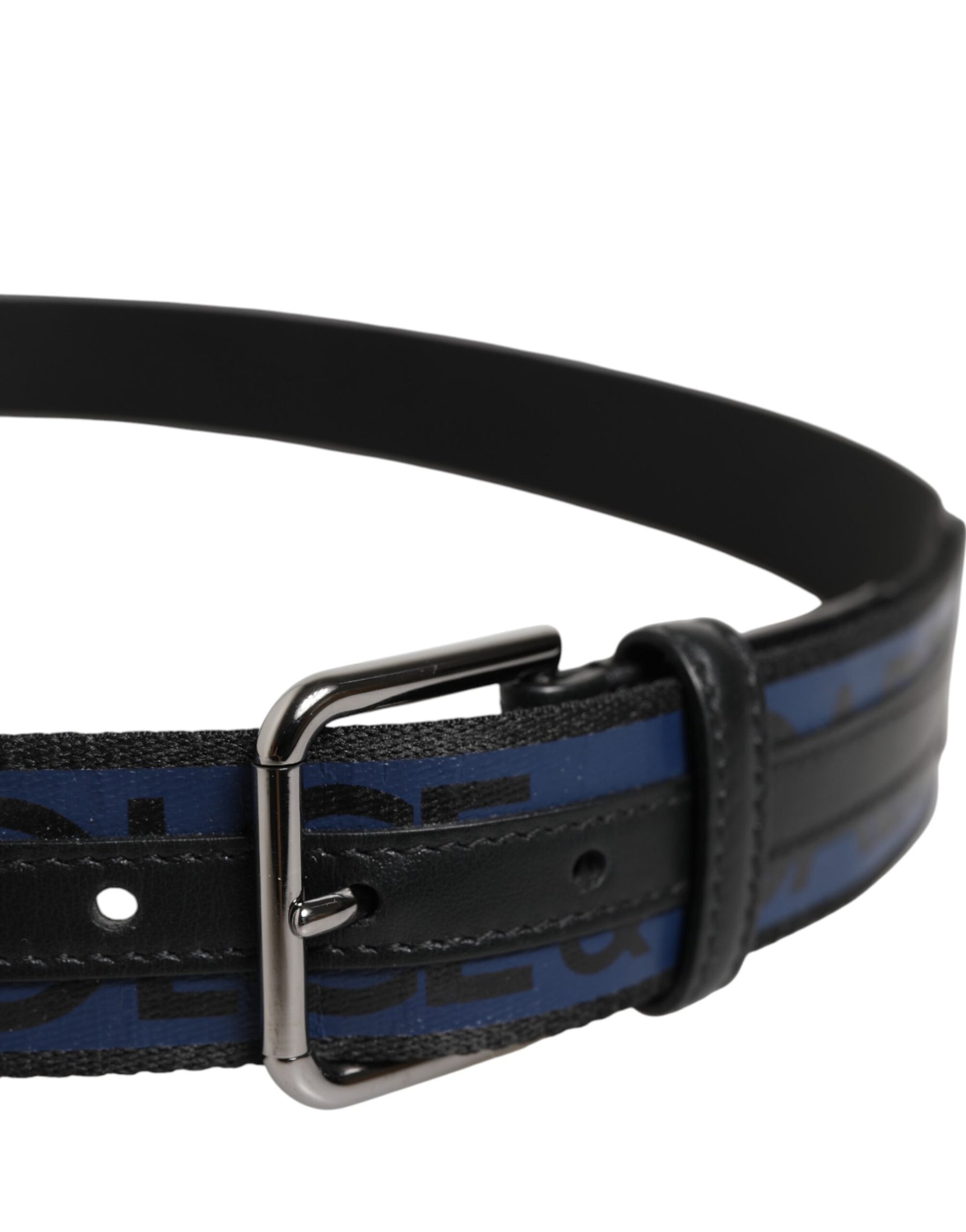 Dolce & Gabbana Blue Black Polyester Metal Buckle Belt | Regal Royce