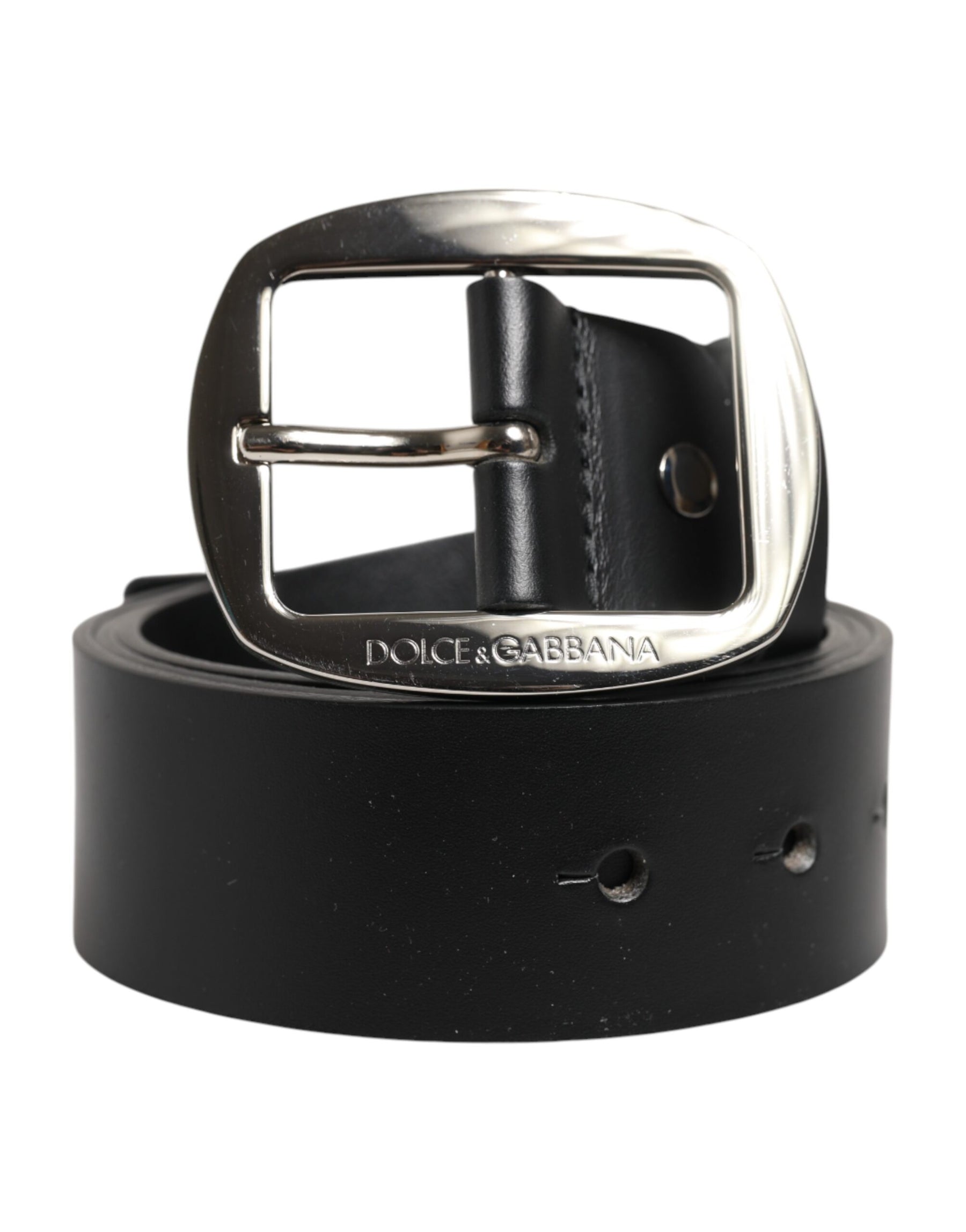Dolce & Gabbana Black Leather Classic Metal Buckle Belt | Regal Royce