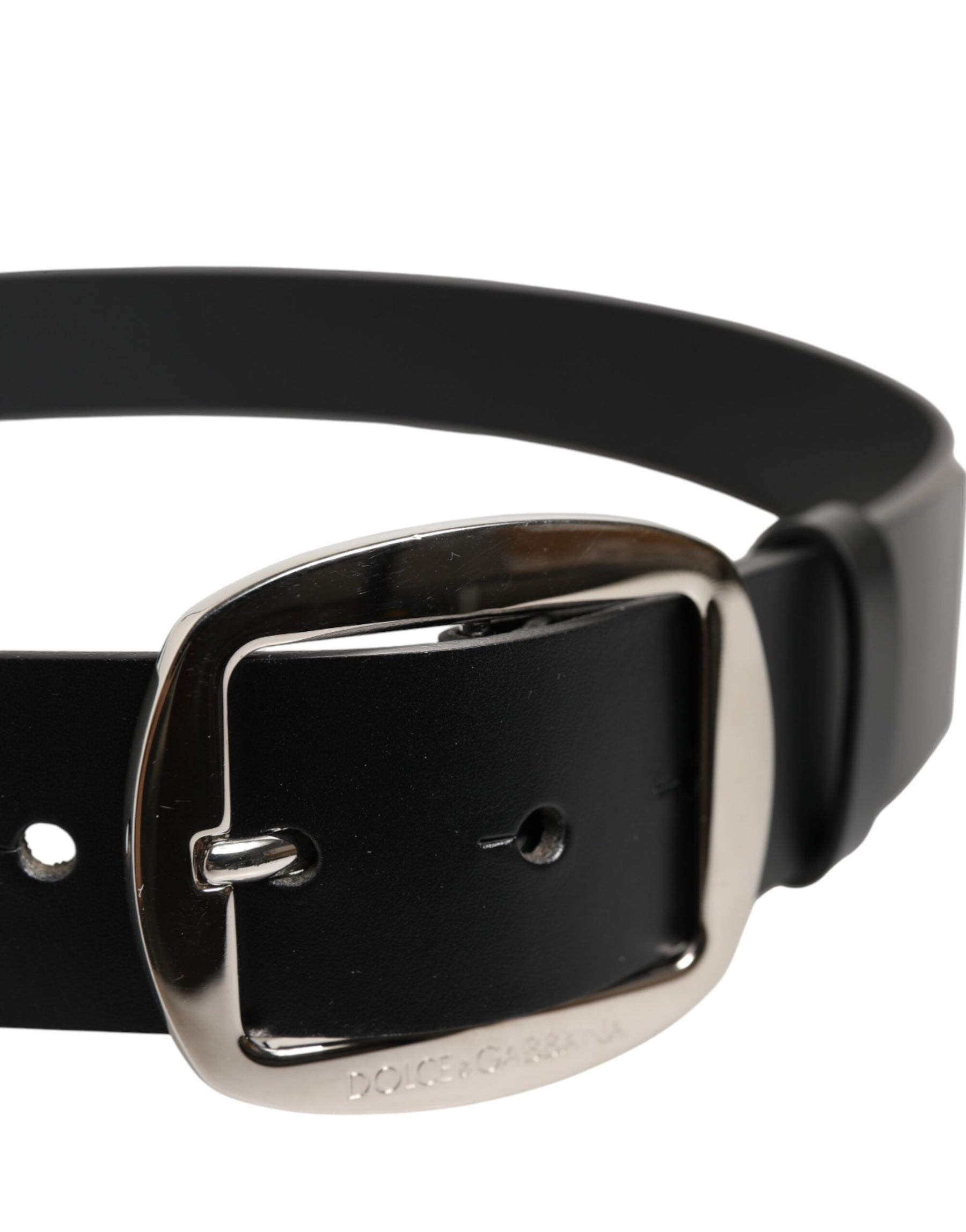 Dolce & Gabbana Black Leather Classic Metal Buckle Belt | Regal Royce