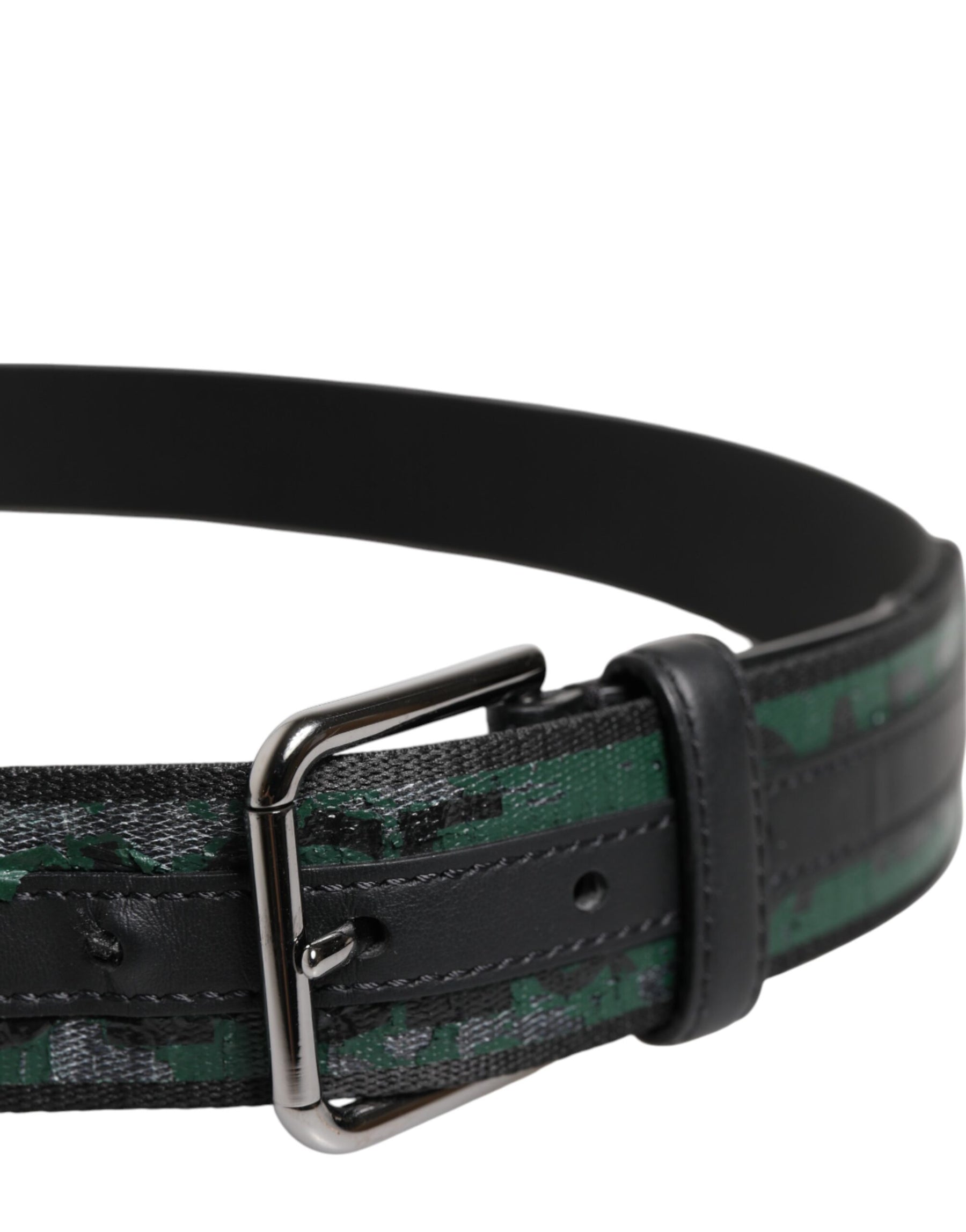 Dolce & Gabbana Green Black Polyester DG Logo Buckle Belt | Regal Royce