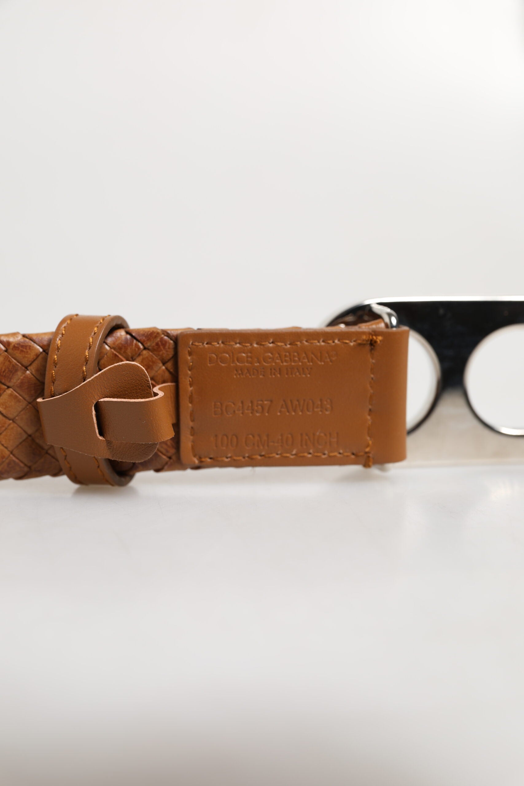 Dolce & Gabbana Brown Braided Metal DG Logo Buckle Belt | Regal Royce