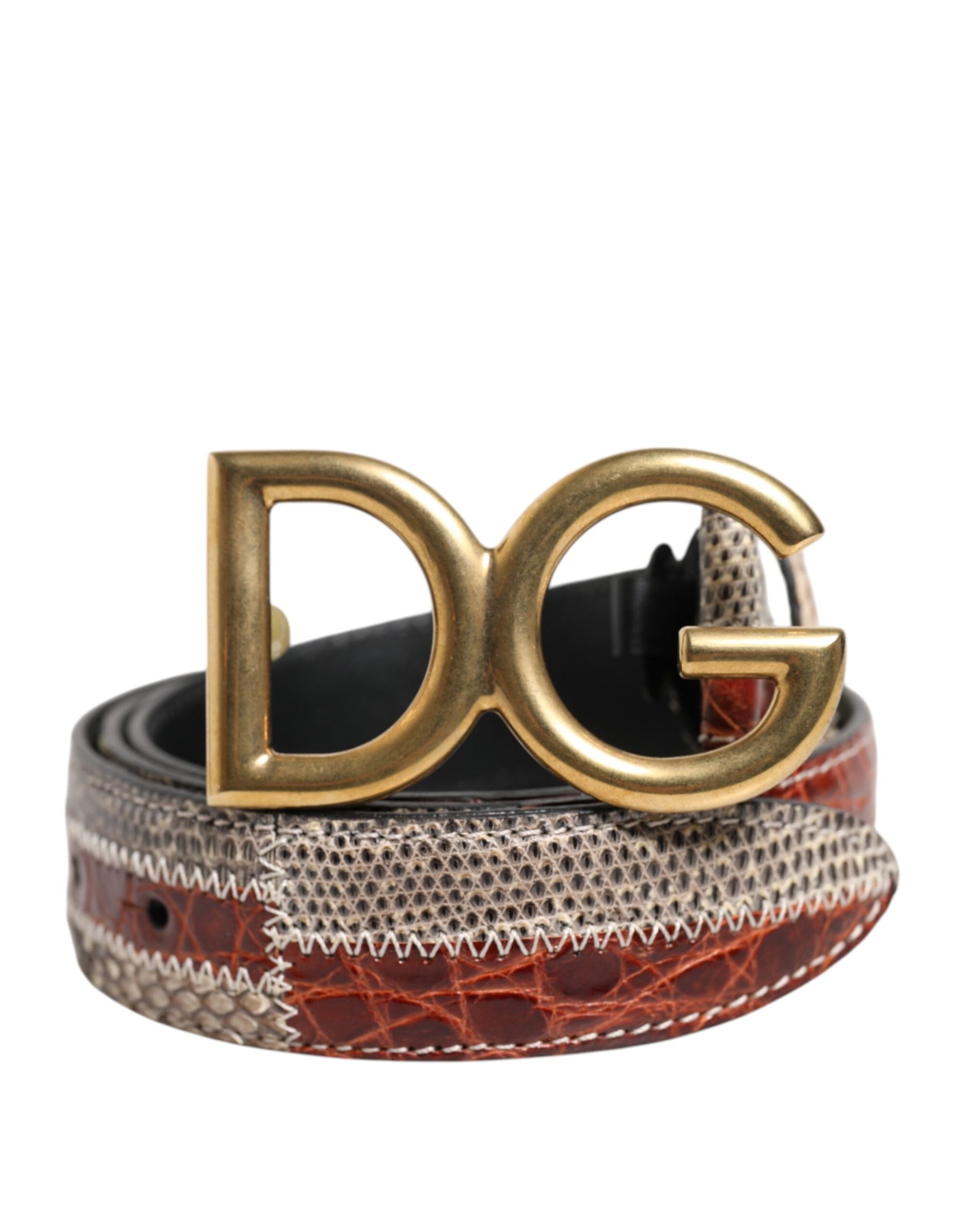 Dolce & Gabbana Multicolor Exotic Leather DG Logo Buckle Belt | Regal Royce