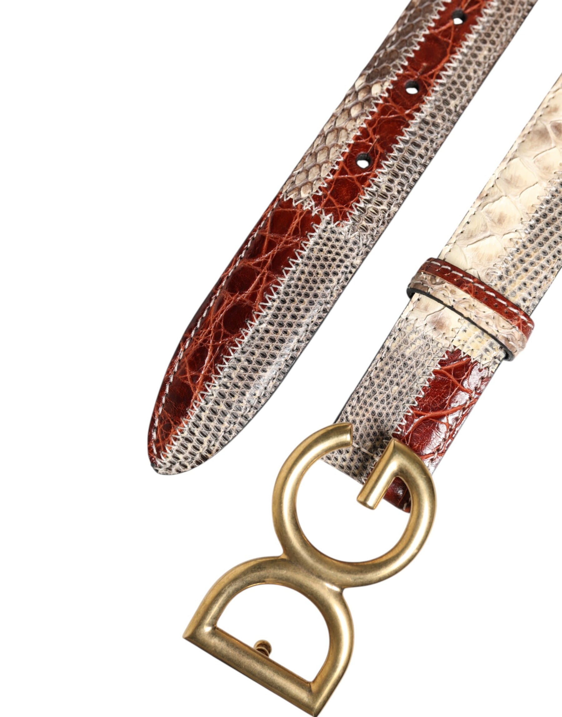 Dolce & Gabbana Multicolor Exotic Leather DG Logo Buckle Belt | Regal Royce