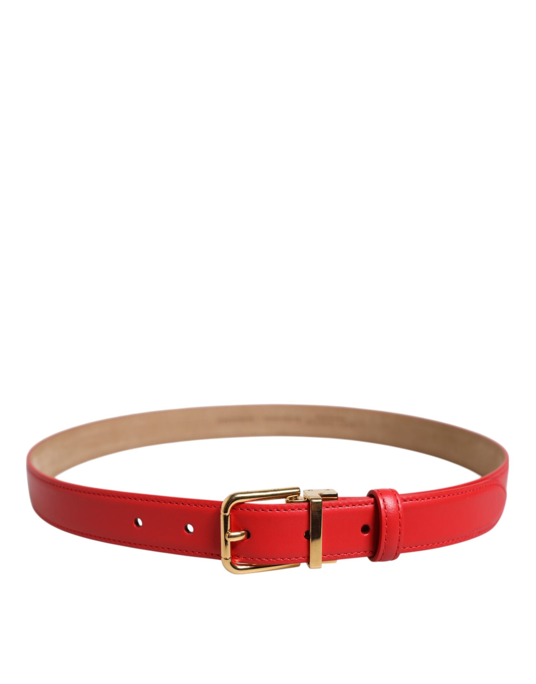 Dolce & Gabbana Red Leather Gold Metal Buckle Cintura Belt | Regal Royce