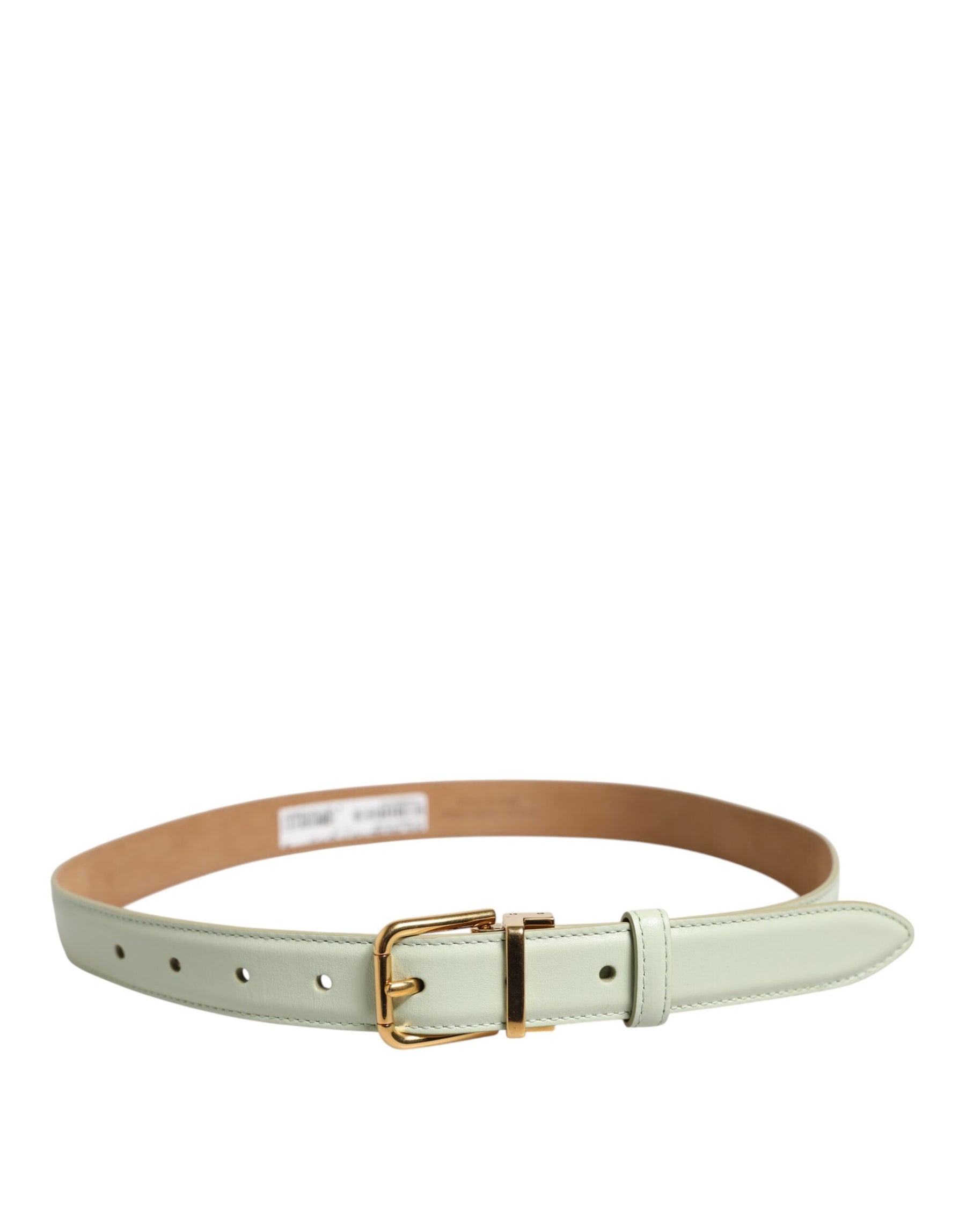 Dolce & Gabbana Light Green Leather Gold Metal Buckle Belt | Regal Royce