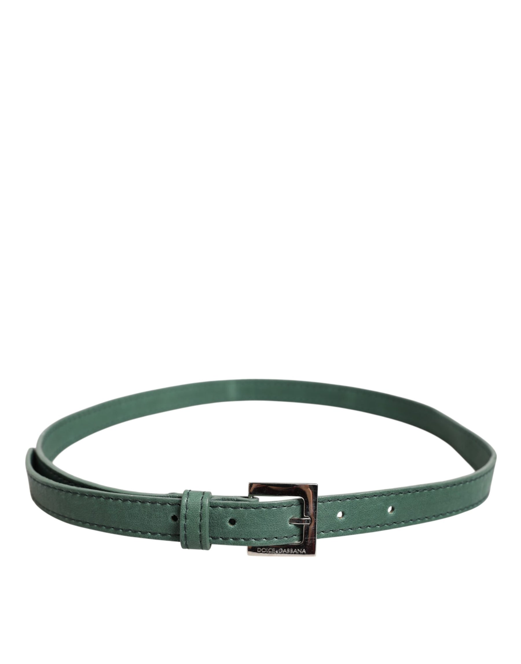 Dolce & Gabbana Dark Green Leather Silver Metal Buckle Belt | Regal Royce