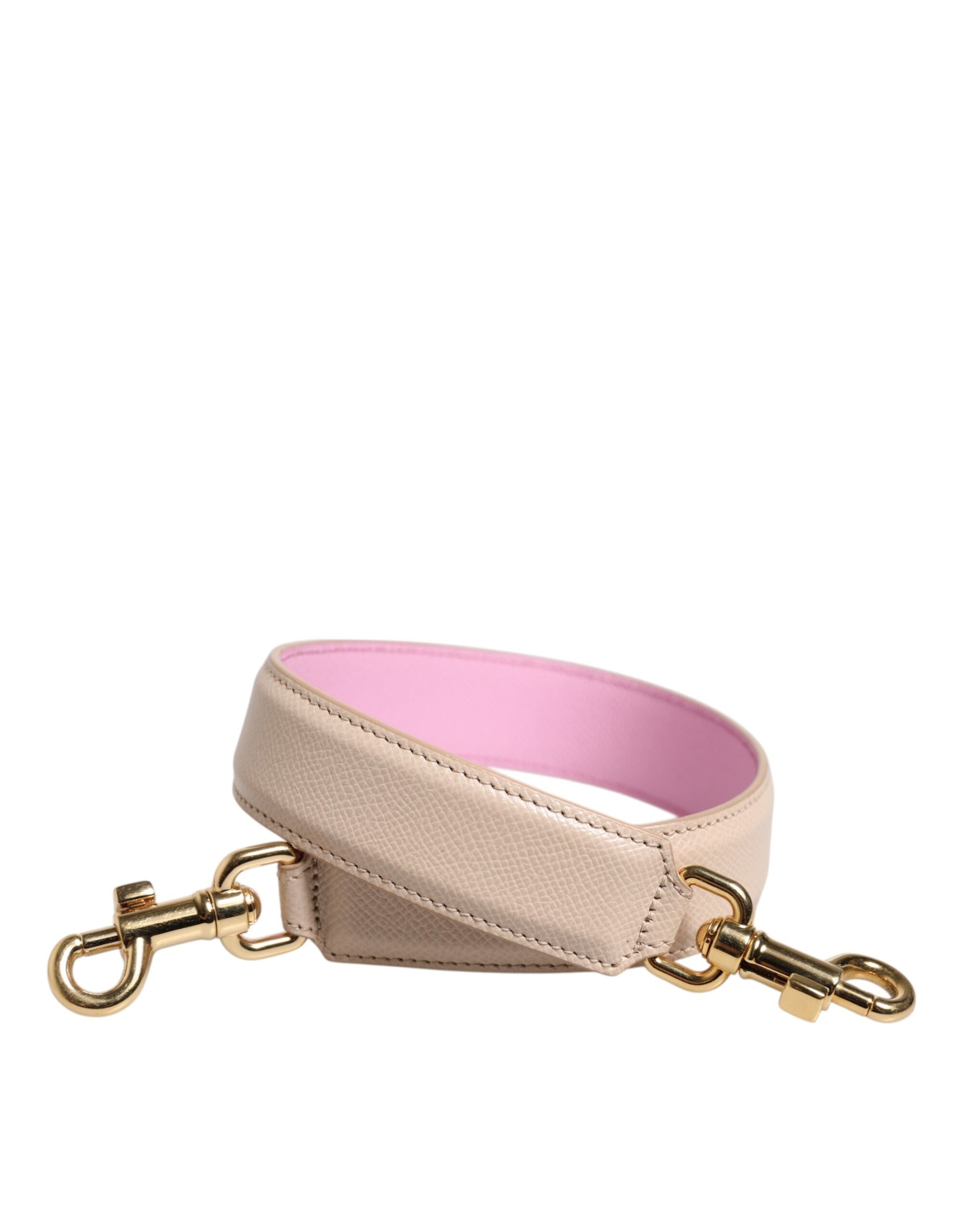 Dolce & Gabbana Beige Pink Leather Handbag Accessory Shoulder Strap | Regal Royce