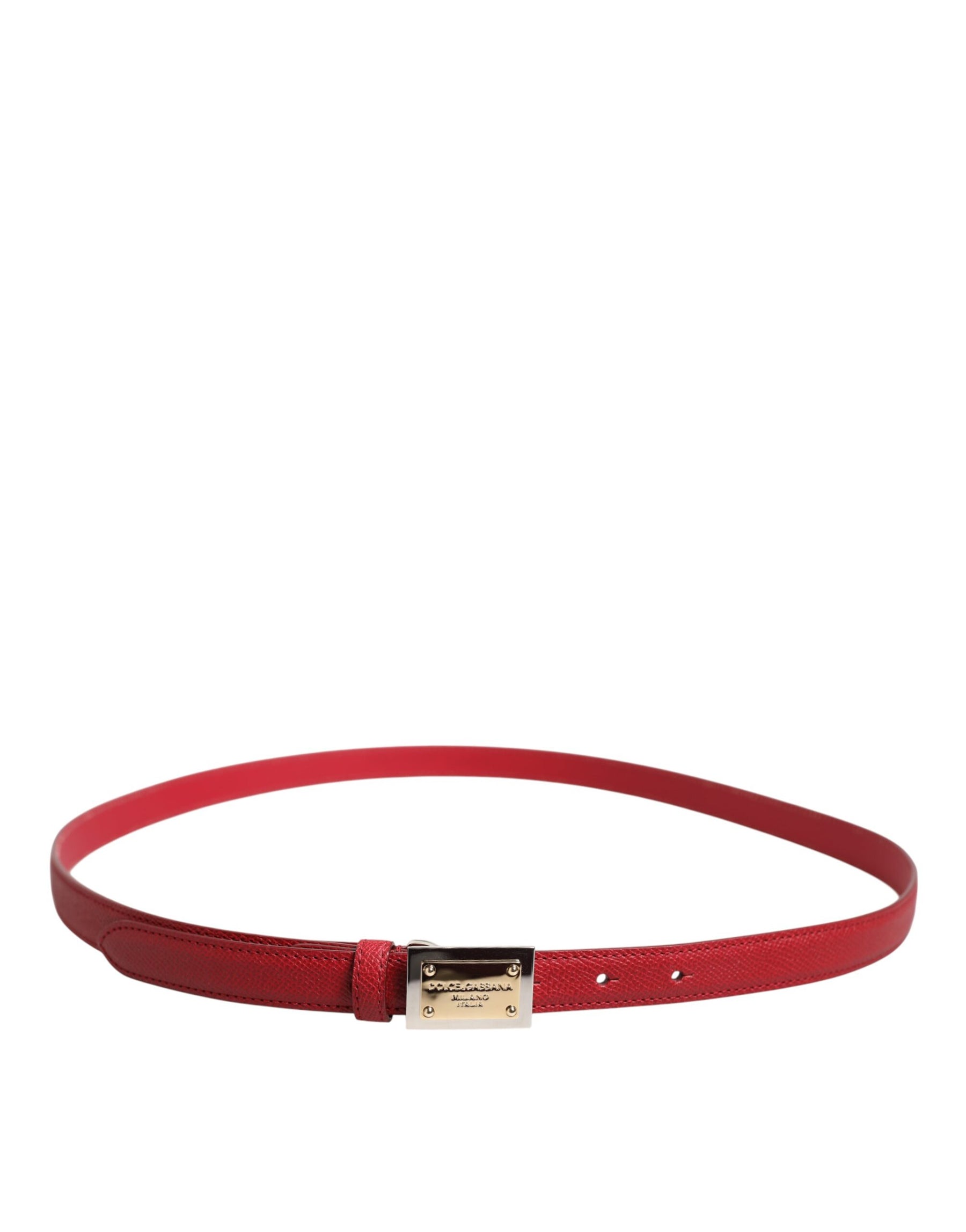Dolce & Gabbana Red Leather Square Metal Buckle Cintura Belt | Regal Royce