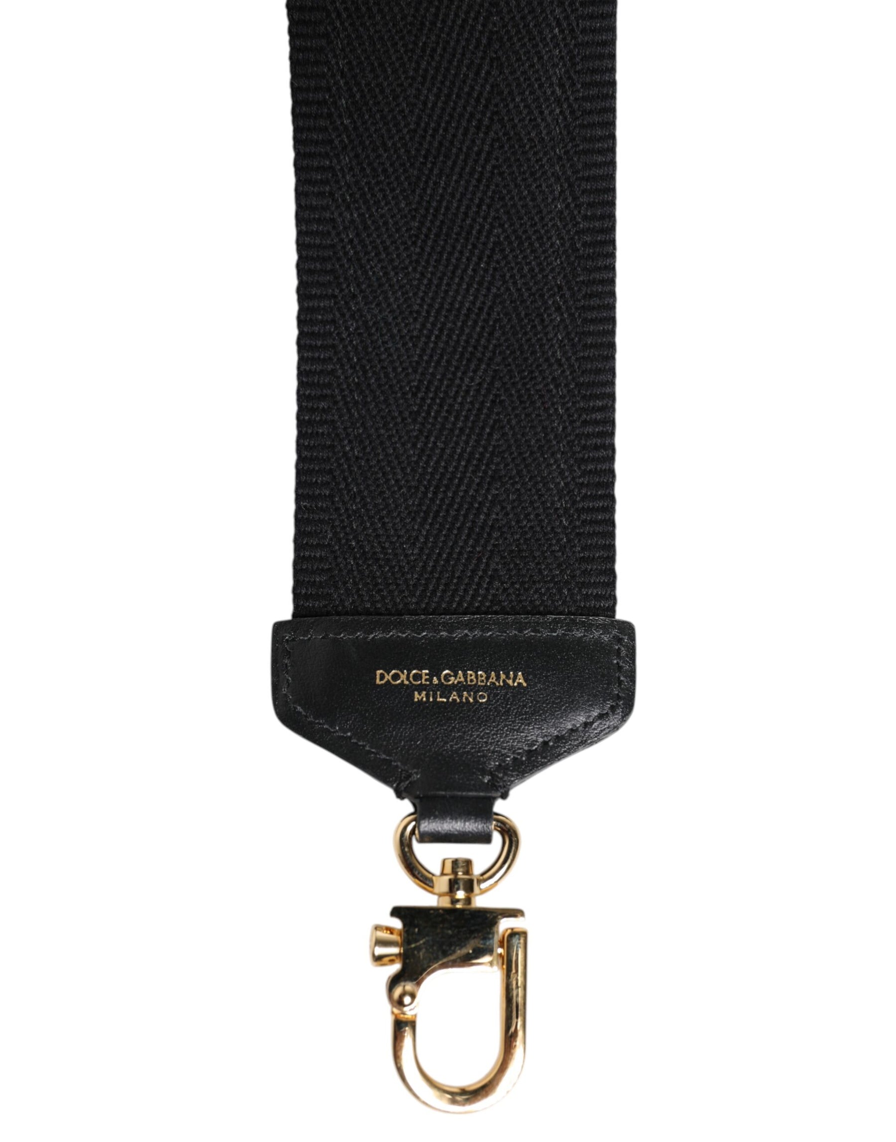 Dolce & Gabbana Black Cotton Printed Women Bag Accessory Shoulder Strap | Regal Royce