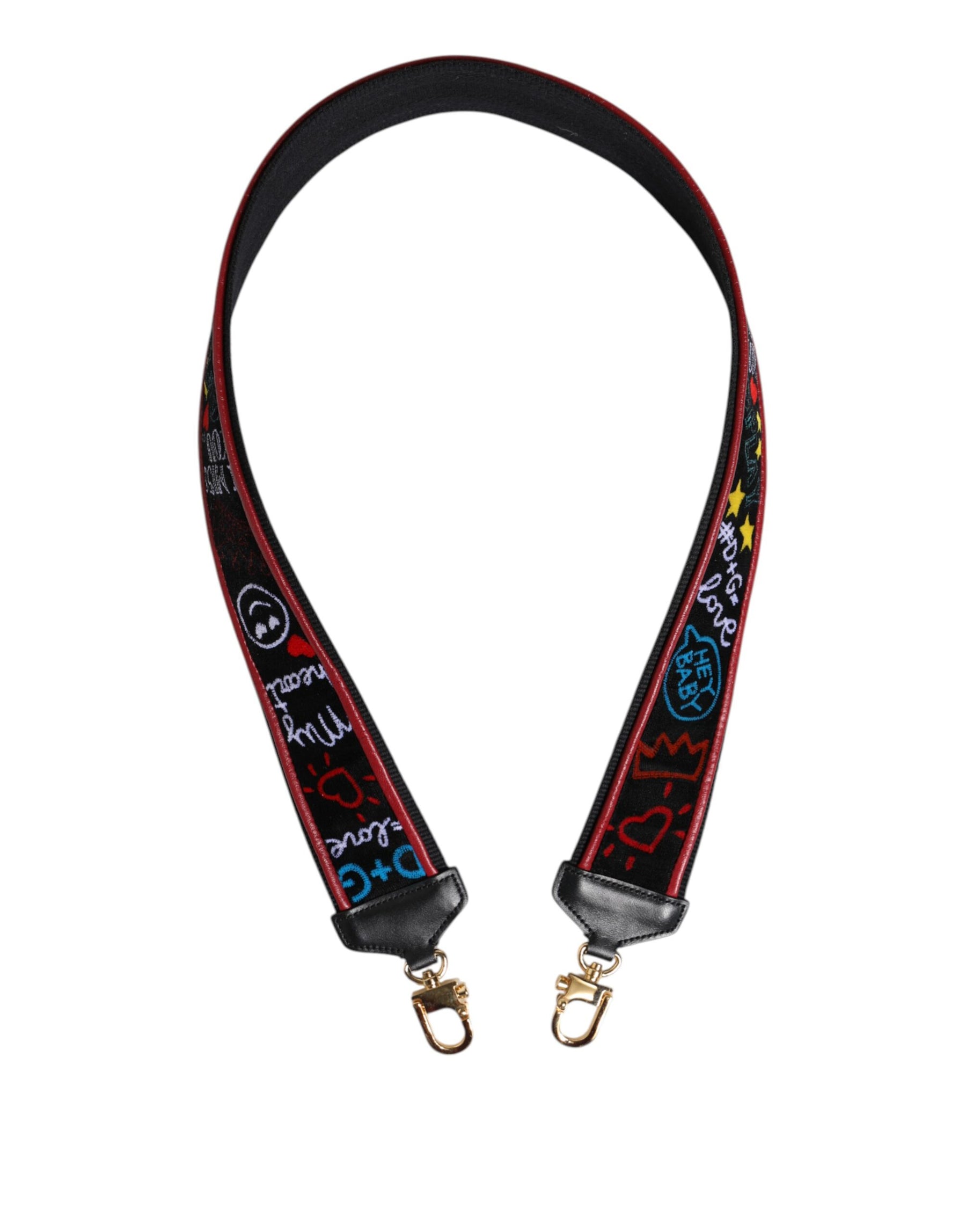 Dolce & Gabbana Black Cotton Printed Women Bag Accessory Shoulder Strap | Regal Royce