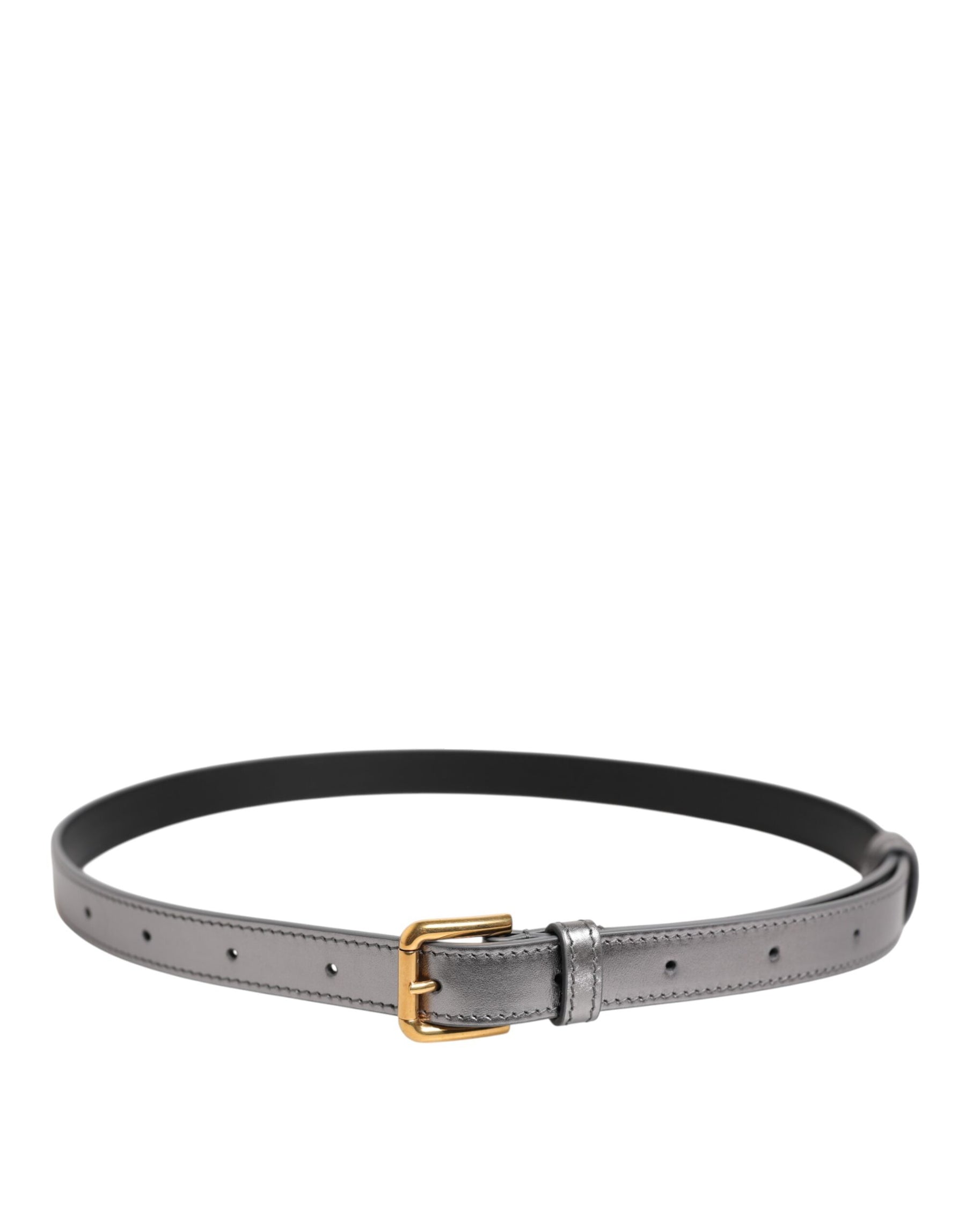 Dolce & Gabbana Silver Logo Engraved Metal Waist Buckle Belt | Regal Royce