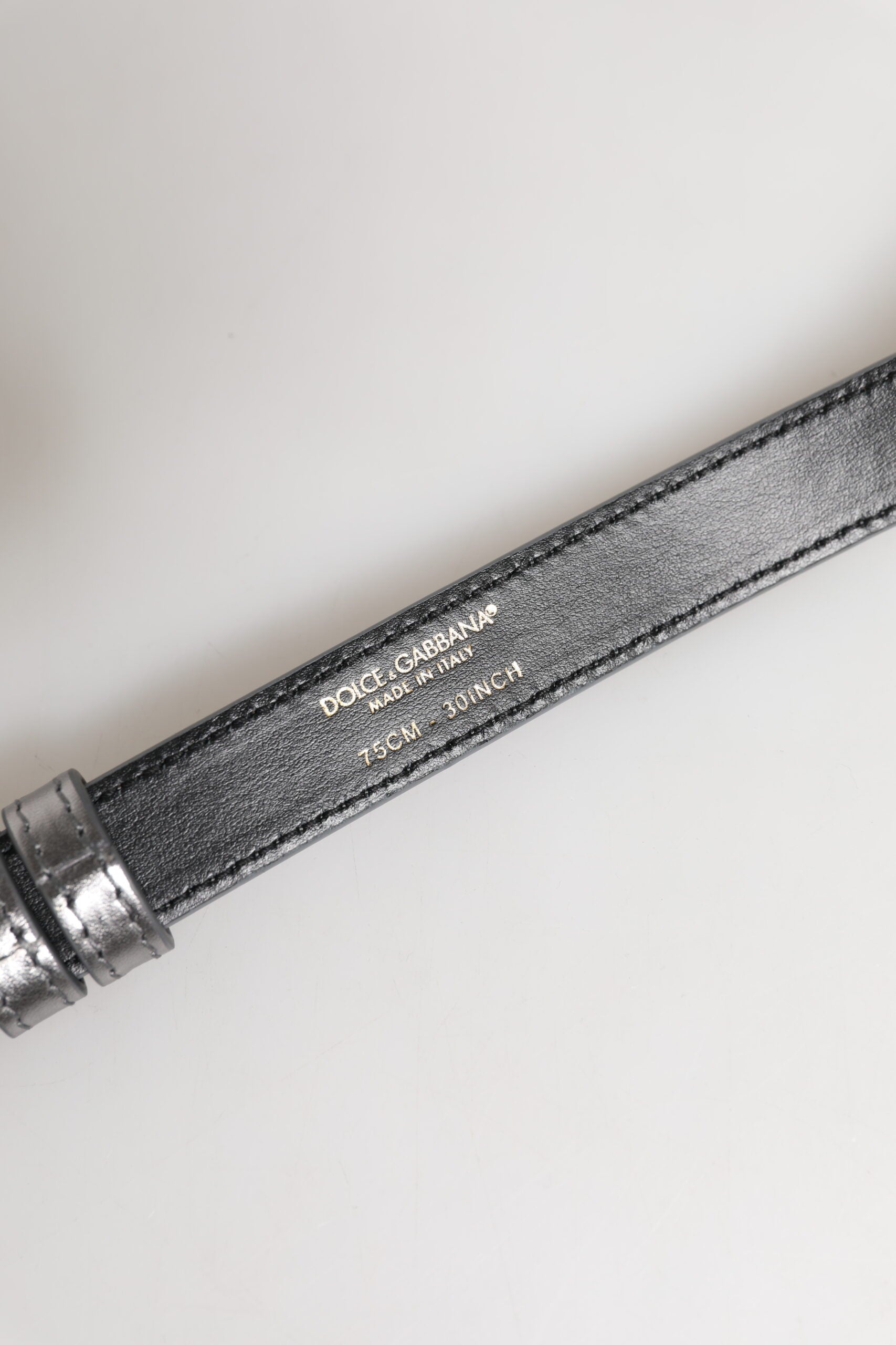 Dolce & Gabbana Silver Logo Engraved Metal Waist Buckle Belt | Regal Royce