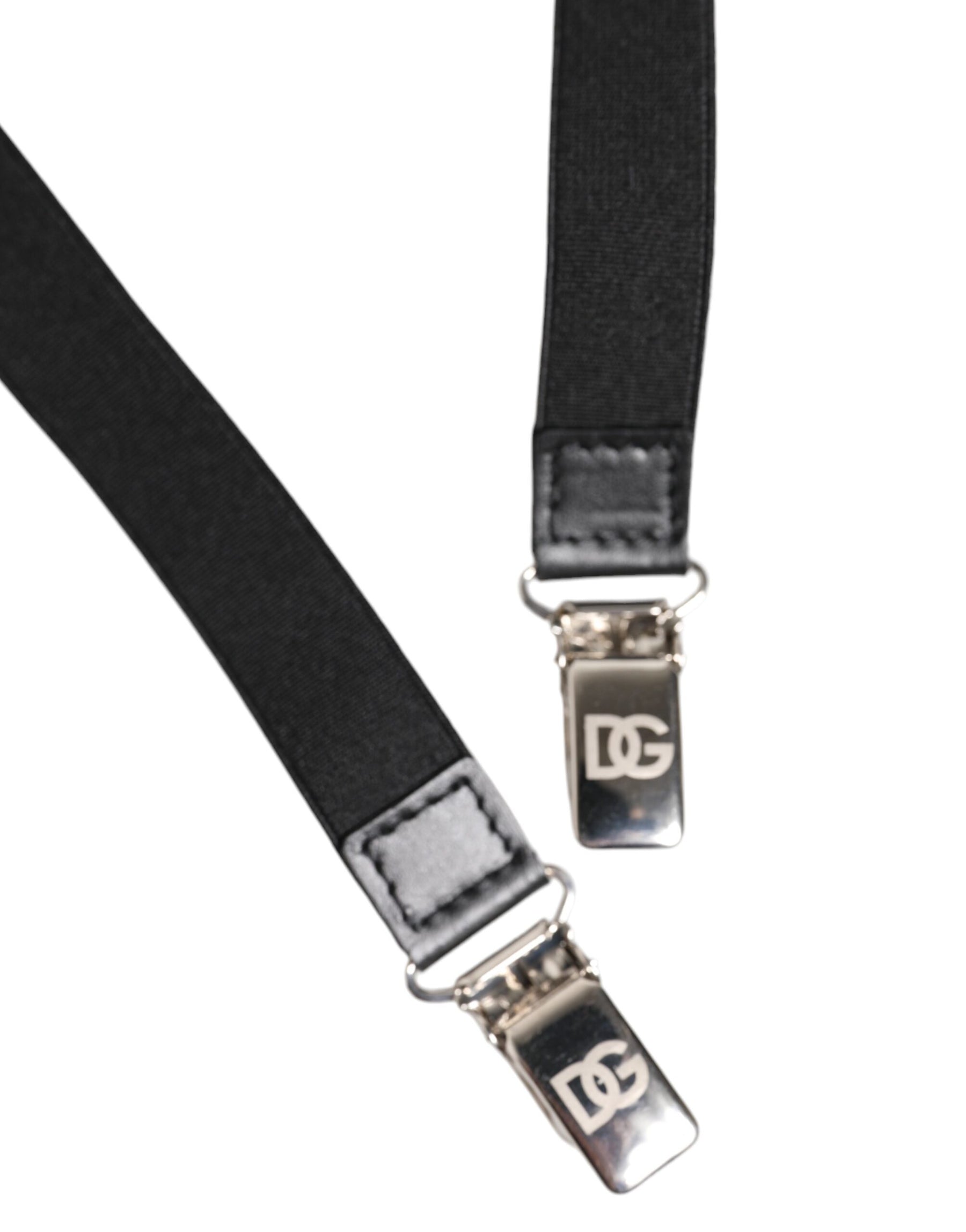Dolce & Gabbana Black Leather Logo Wide Waist Belt Suspender | Regal Royce