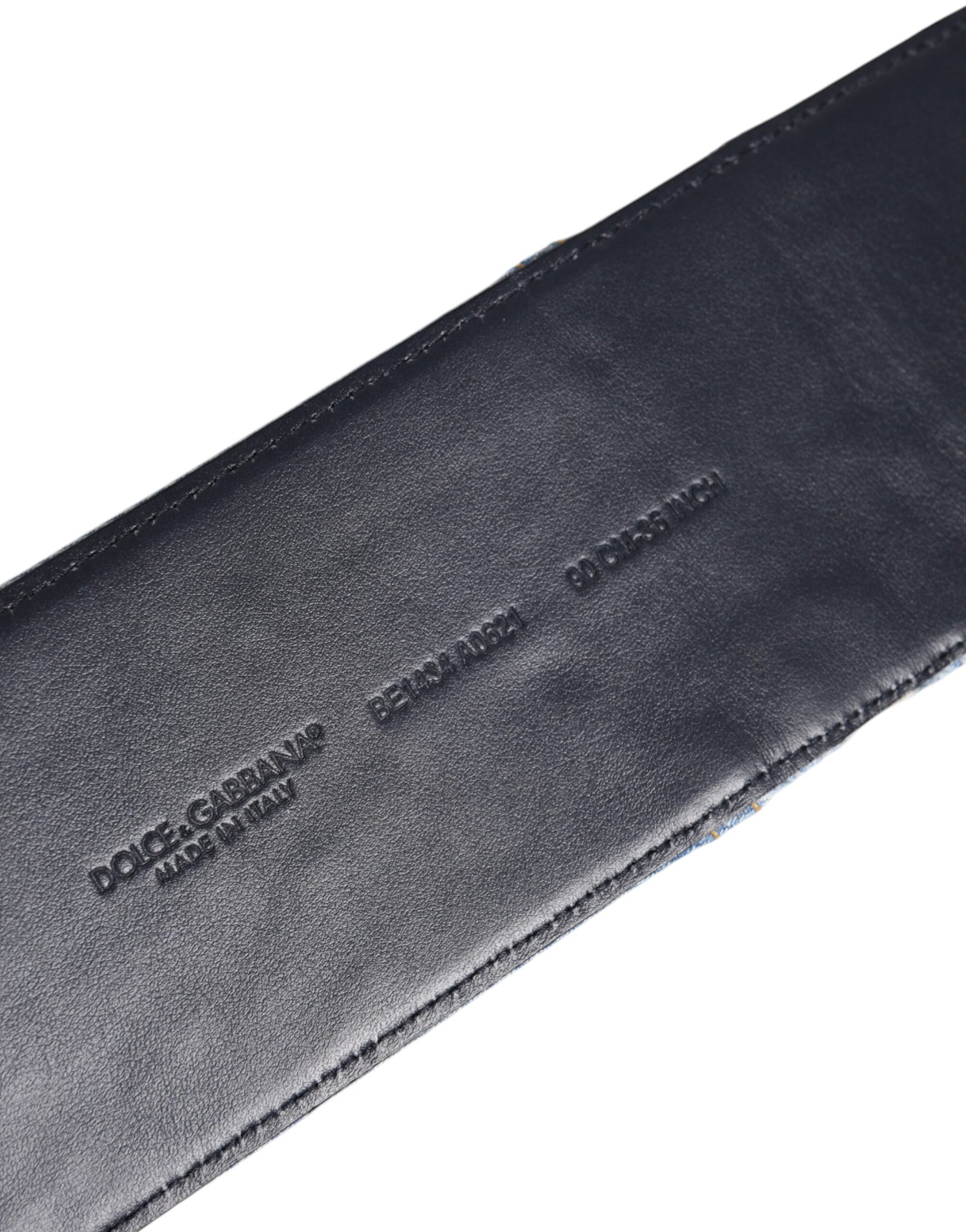 Dolce & Gabbana Two Tone Blue Denim Gold Metal Buckle Belt | Regal Royce