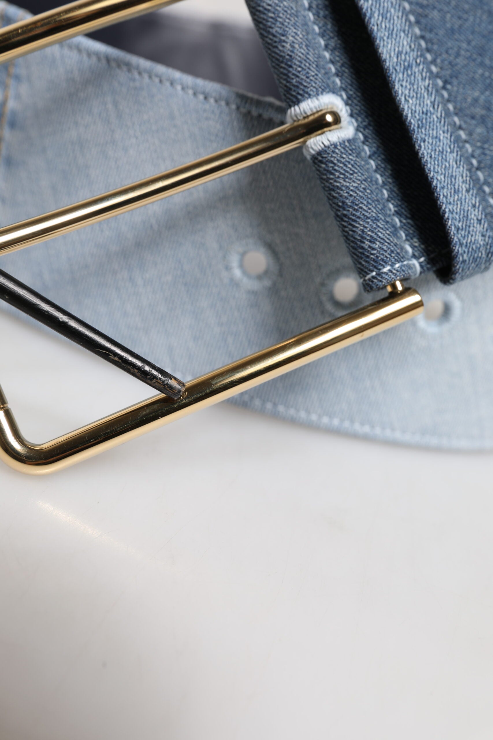 Dolce & Gabbana Two Tone Blue Denim Gold Metal Buckle Belt | Regal Royce
