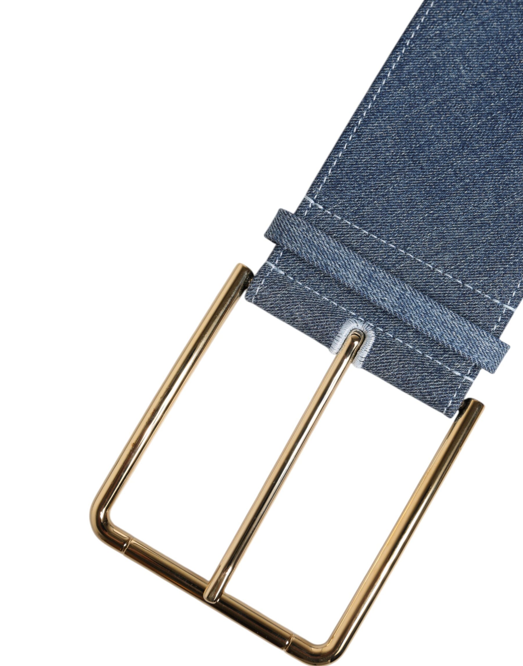 Dolce & Gabbana Two Tone Blue Denim Gold Metal Buckle Belt | Regal Royce