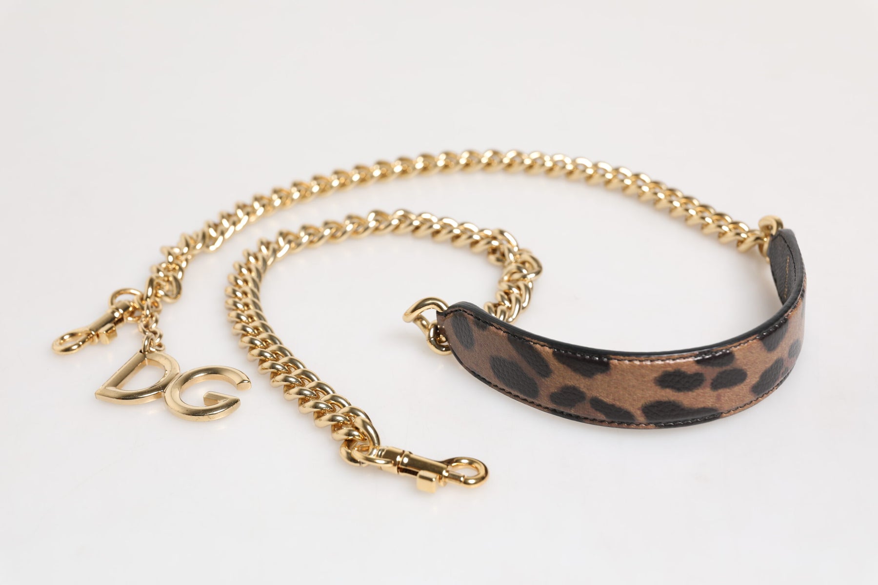 Dolce & Gabbana Brown Leopard Gold Brass Chain Accessory Shoulder Strap | Regal Royce