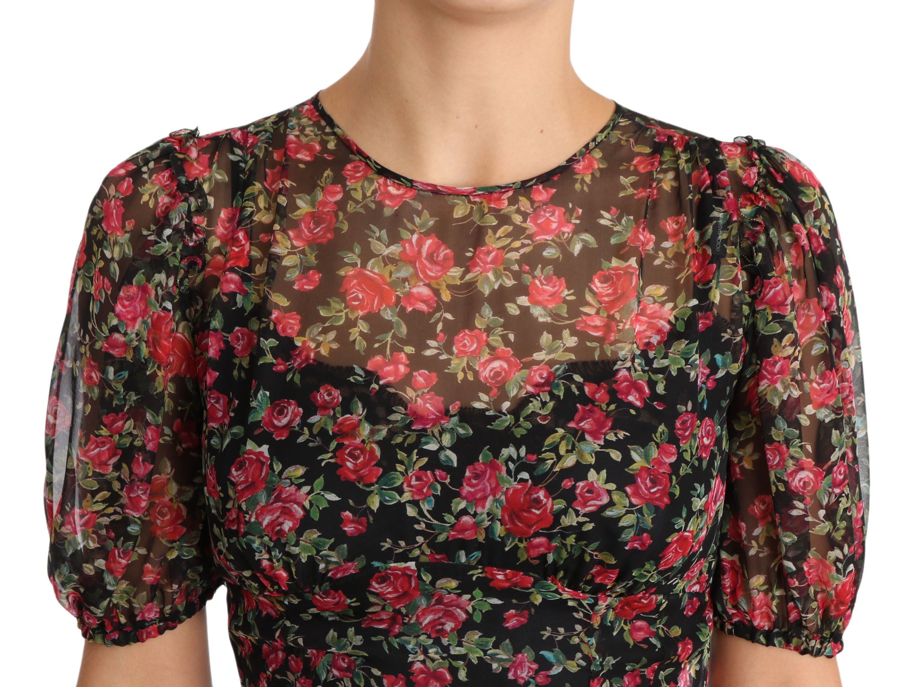 Dolce & Gabbana Black Floral Roses A-Line Shift Gown Dress | Regal Royce