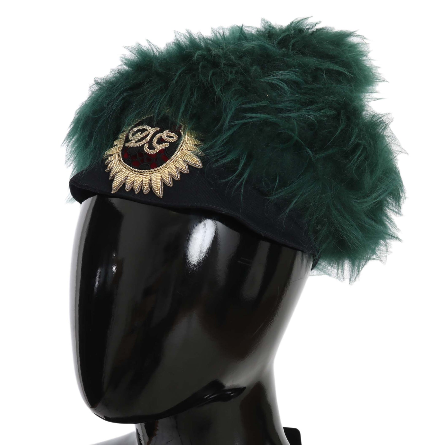Dolce & Gabbana Green Fur DG Logo Embroidered Cloche Hat | Regal Royce