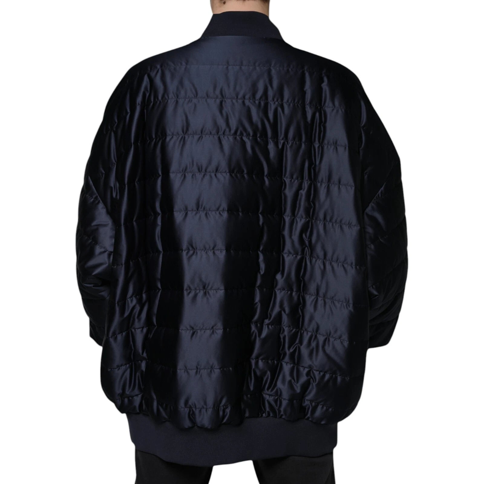 Dolce & Gabbana Dark Blue Quilted Full Zip Bomber Jacket | Regal Royce