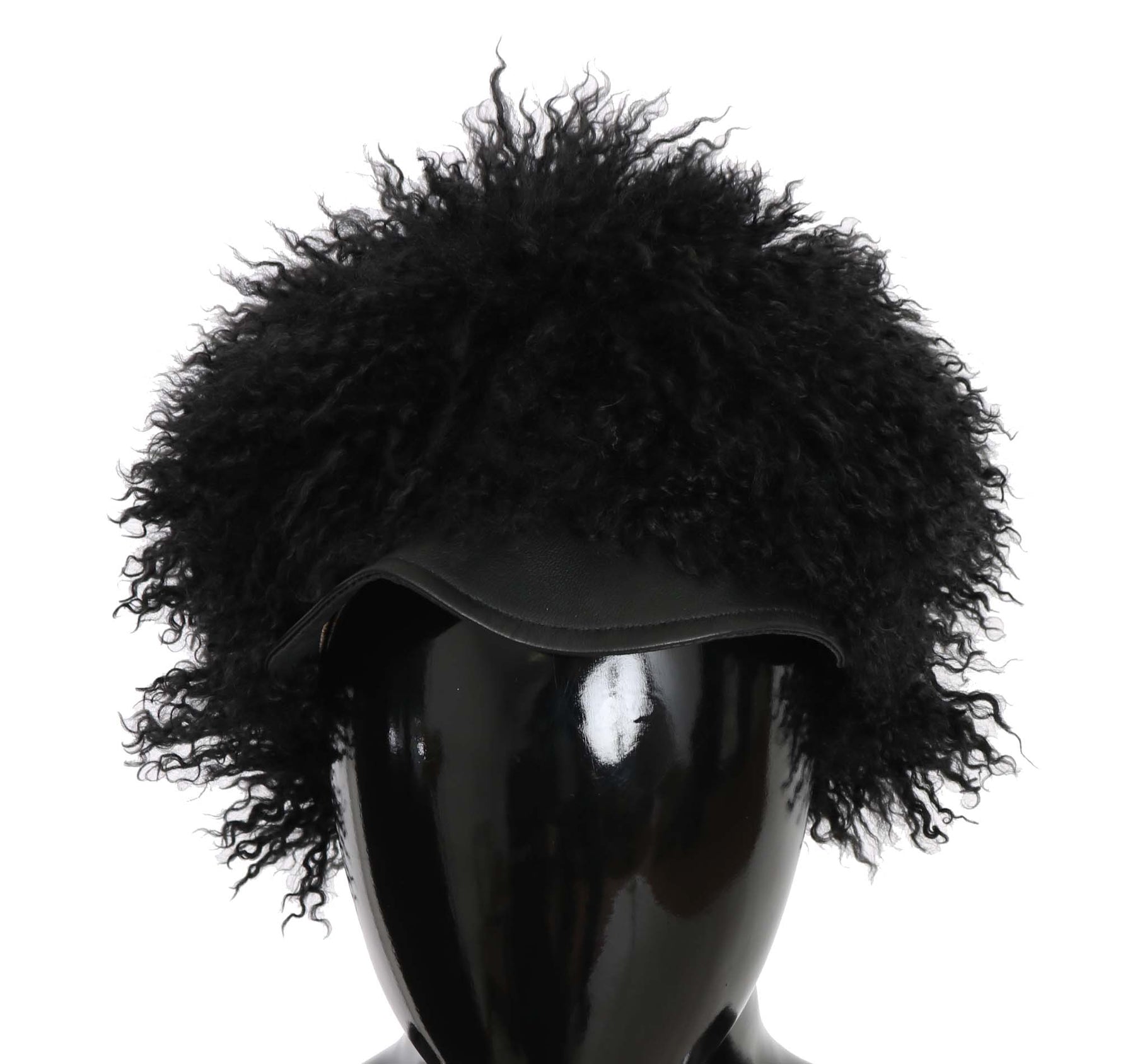 Dolce & Gabbana Black Tibet Lamb Fur Leather Gatsby Hat | Regal Royce