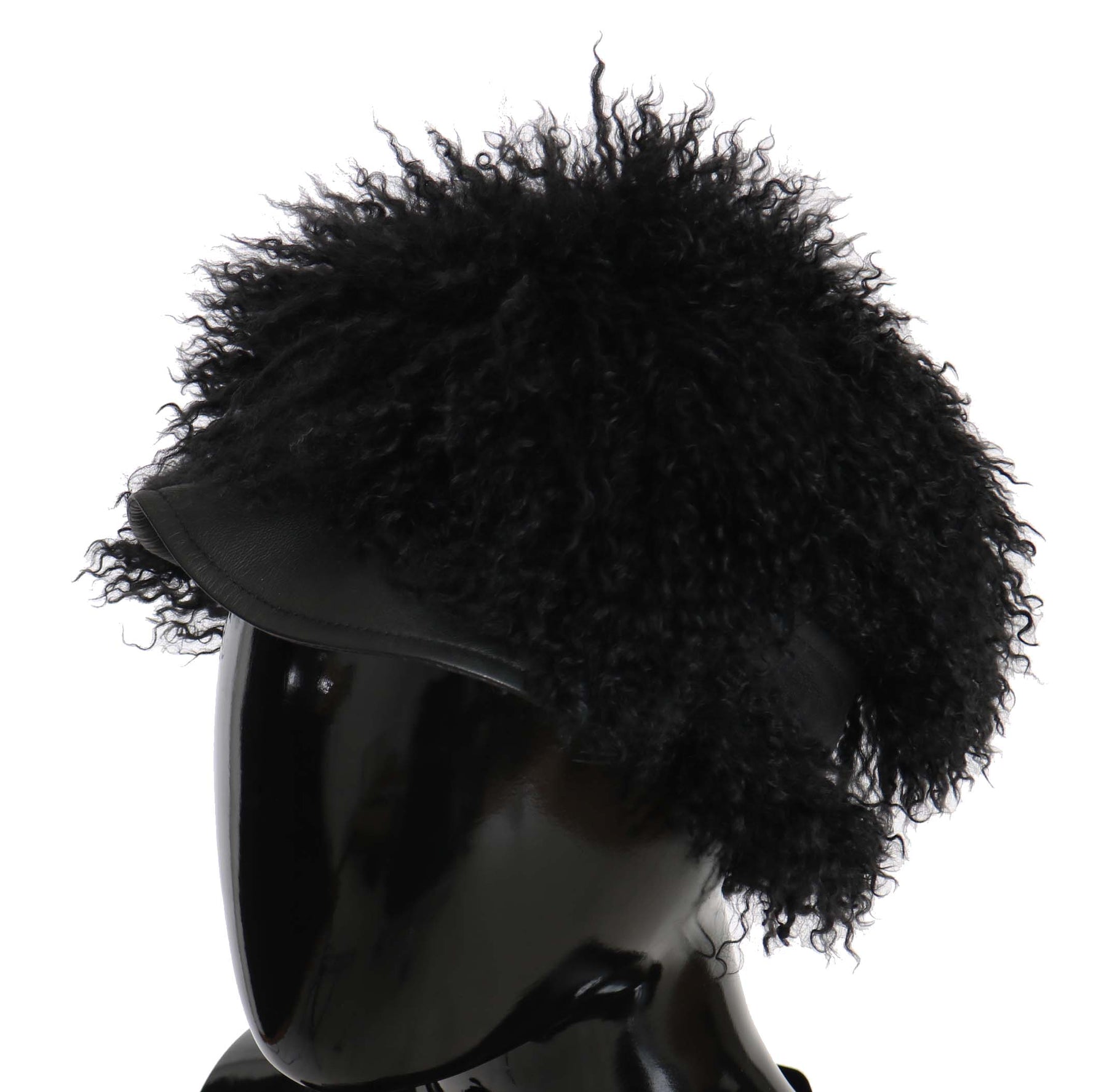 Dolce & Gabbana Black Tibet Lamb Fur Leather Gatsby Hat | Regal Royce