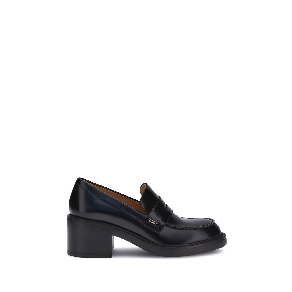 Tod's Black Calf Leather Bos Taurus Platform Loafers | Regal Royce