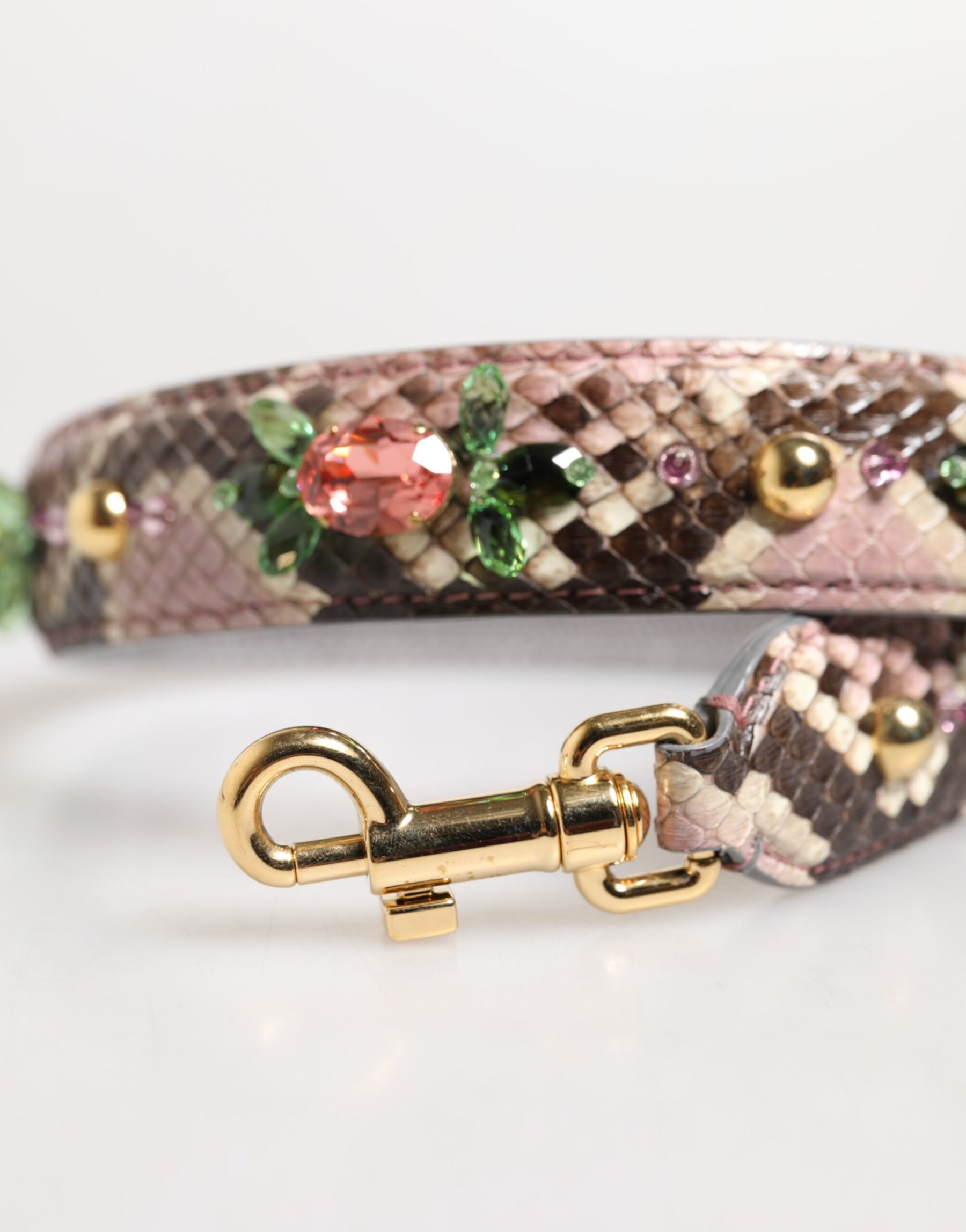 Dolce & Gabbana Multicolor Python Embellished Crystal Stud Shoulder Strap | Regal Royce