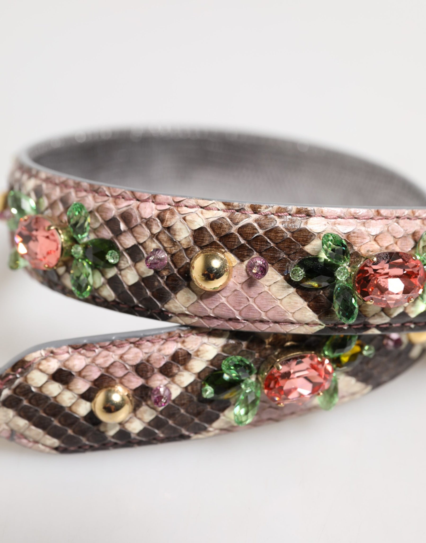 Dolce & Gabbana Multicolor Python Embellished Crystal Stud Shoulder Strap | Regal Royce