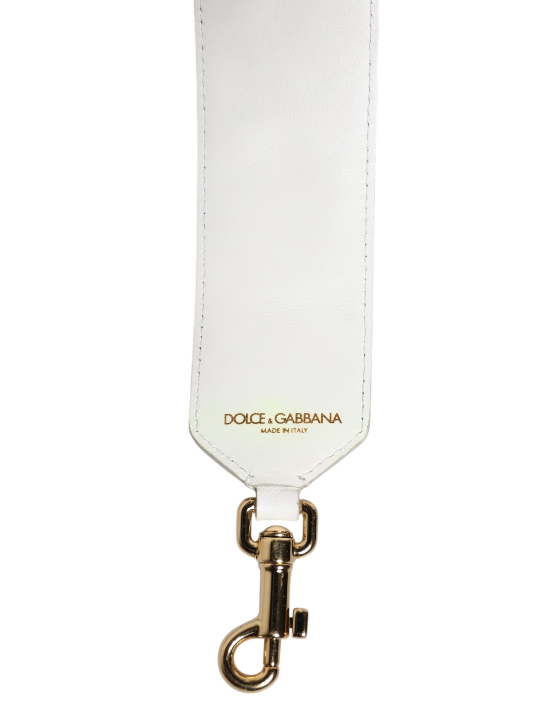 Dolce & Gabbana White Calfskin Raffia Embroidered Patchwork Shoulder Strap | Regal Royce
