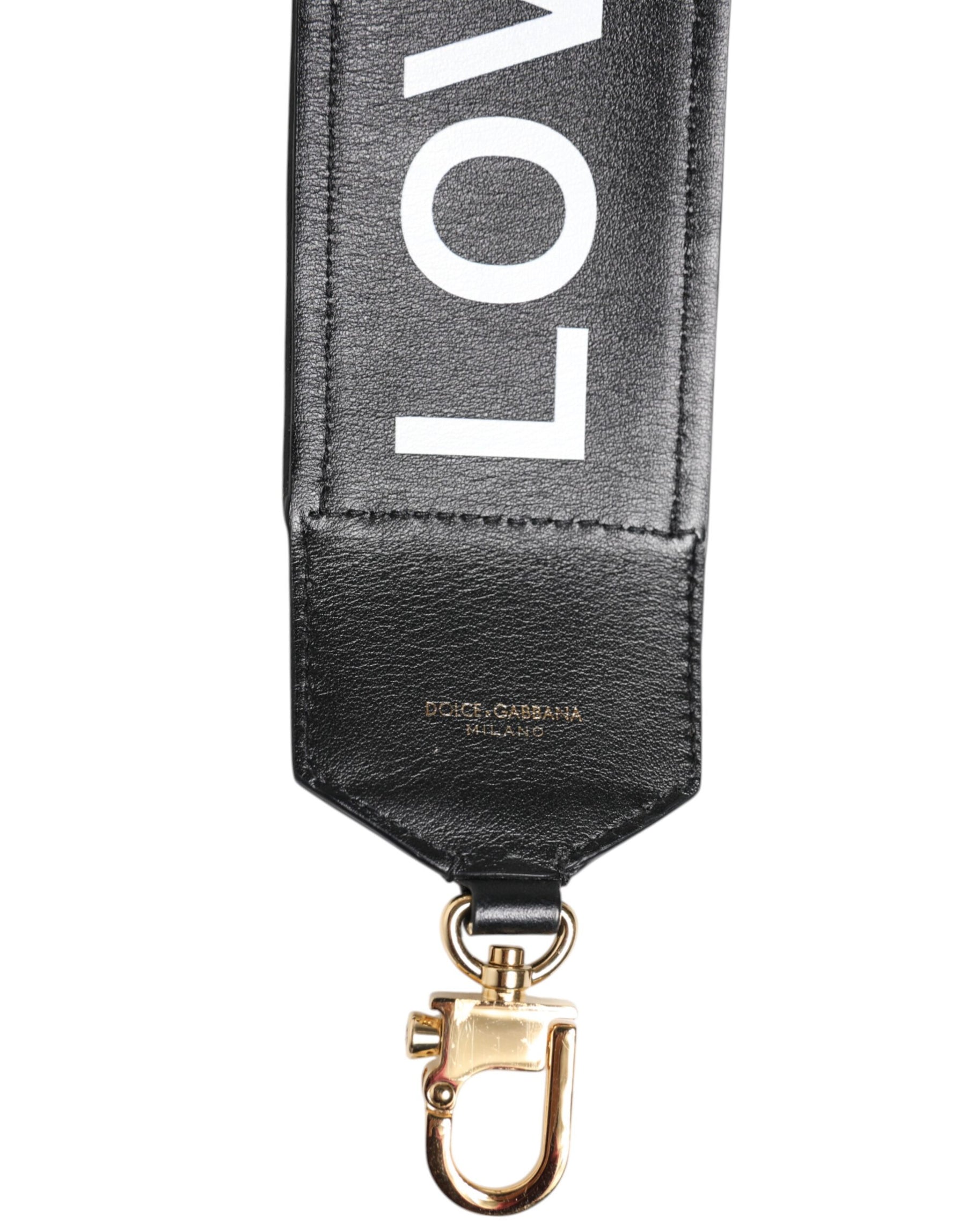 Dolce & Gabbana Black Leopard Print Reversible Bag Shoulder Strap | Regal Royce
