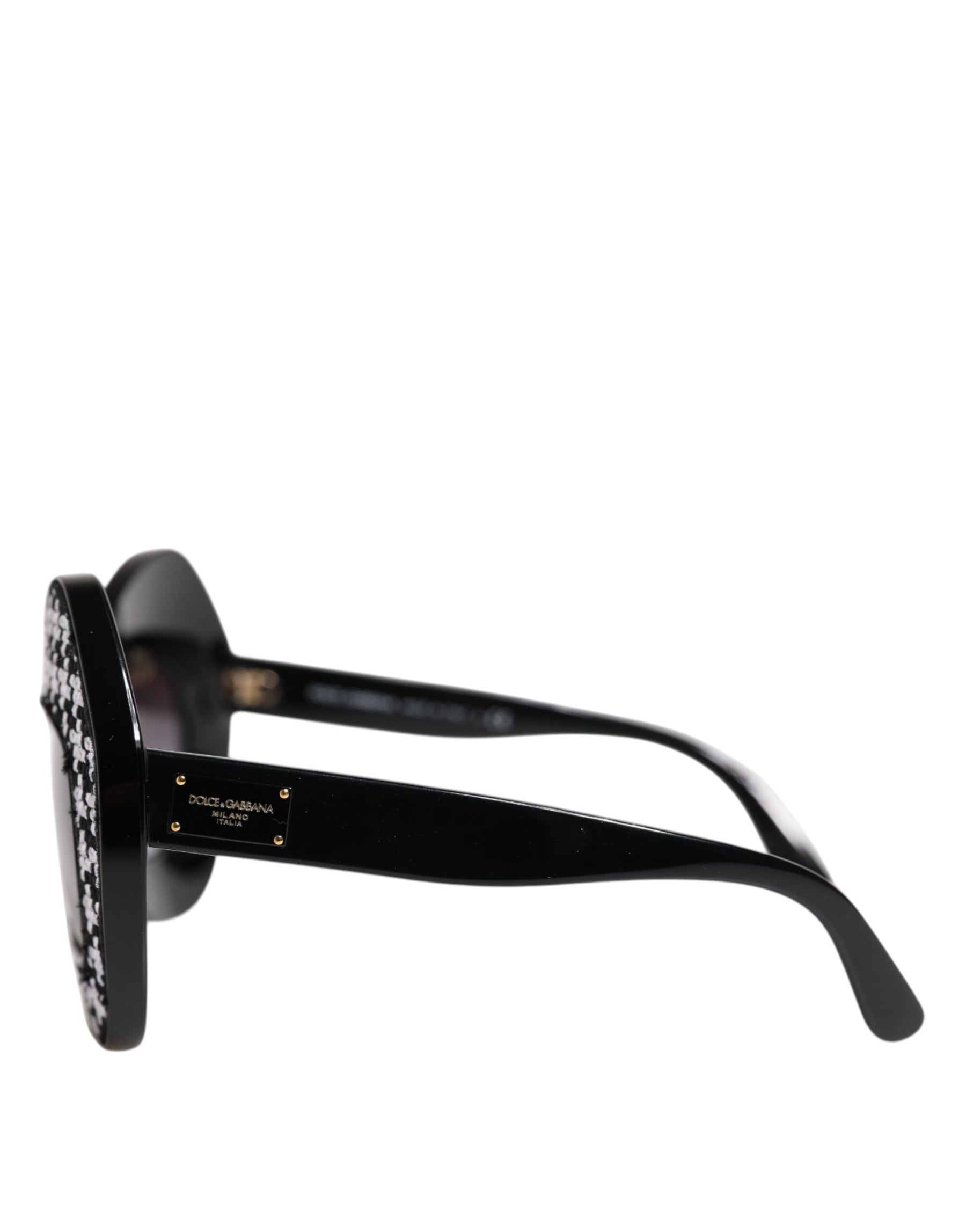 Dolce & Gabbana Black White PIED DE POULE Print Oversized Shades Sunglasses | Regal Royce