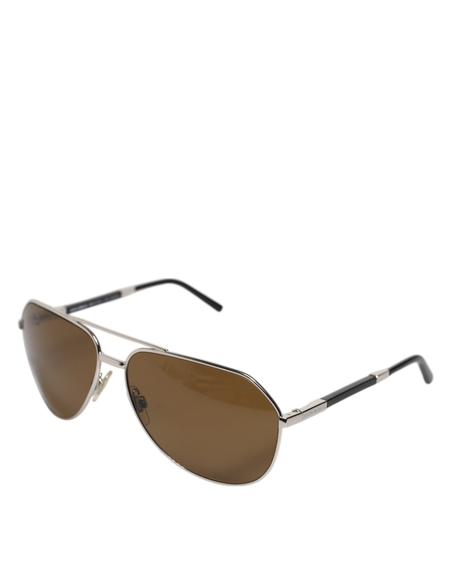 Dolce & Gabbana DG2073 Silver Steel Classic Pilot Brown Lens Sunglasses | Regal Royce