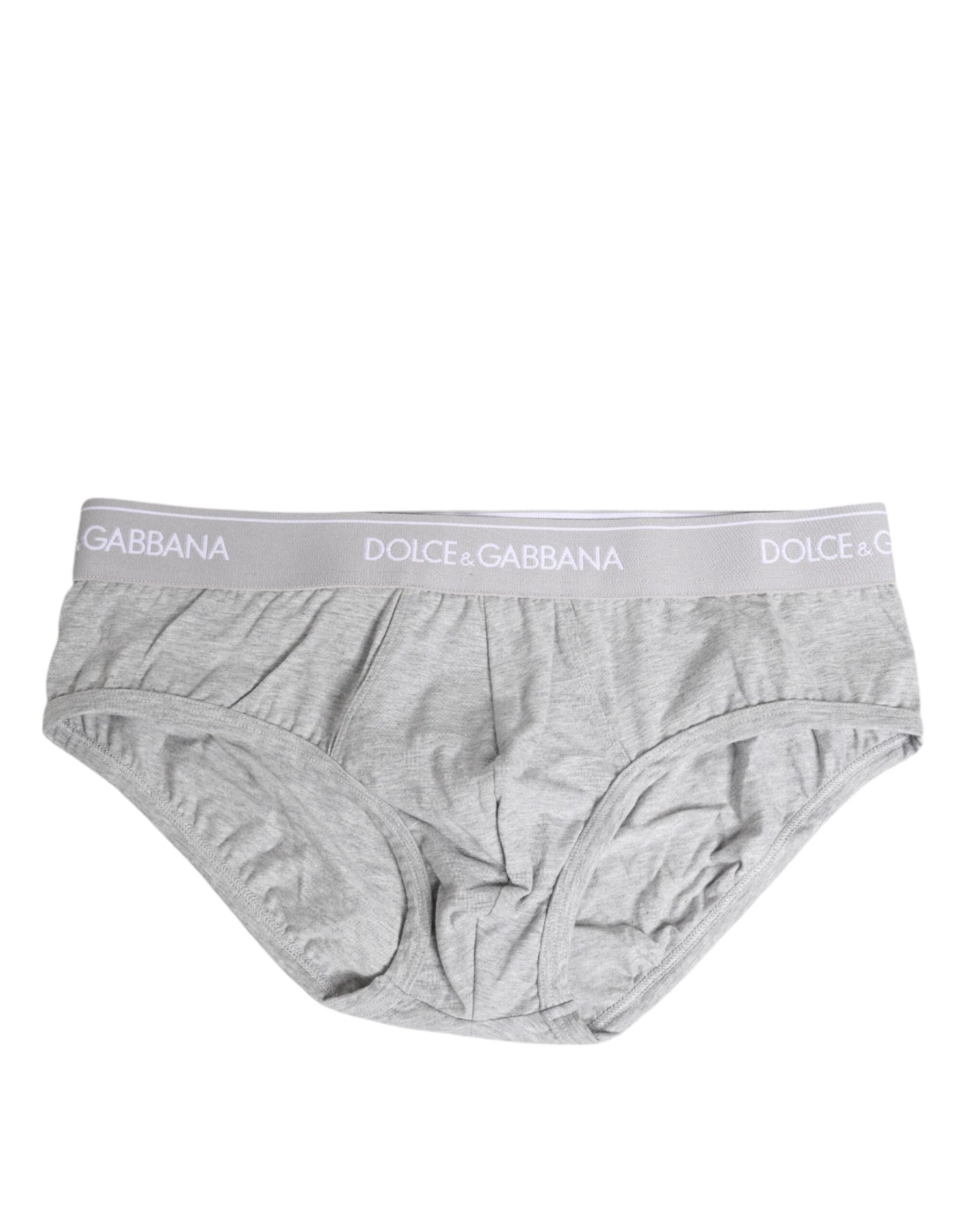 Dolce & Gabbana Gray Cotton Stretch Regular Brief Underwear | Regal Royce