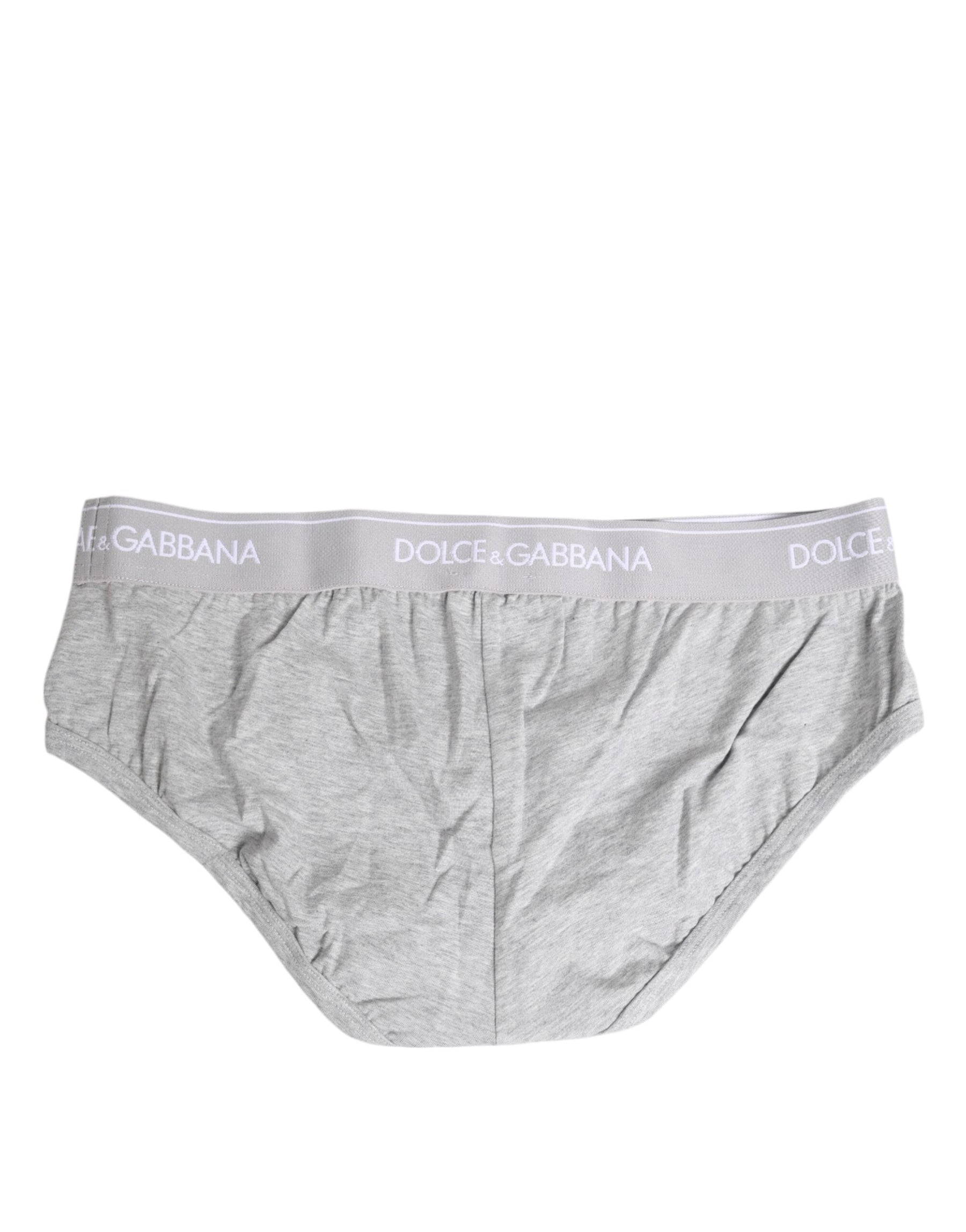 Dolce & Gabbana Gray Cotton Stretch Regular Brief Underwear | Regal Royce