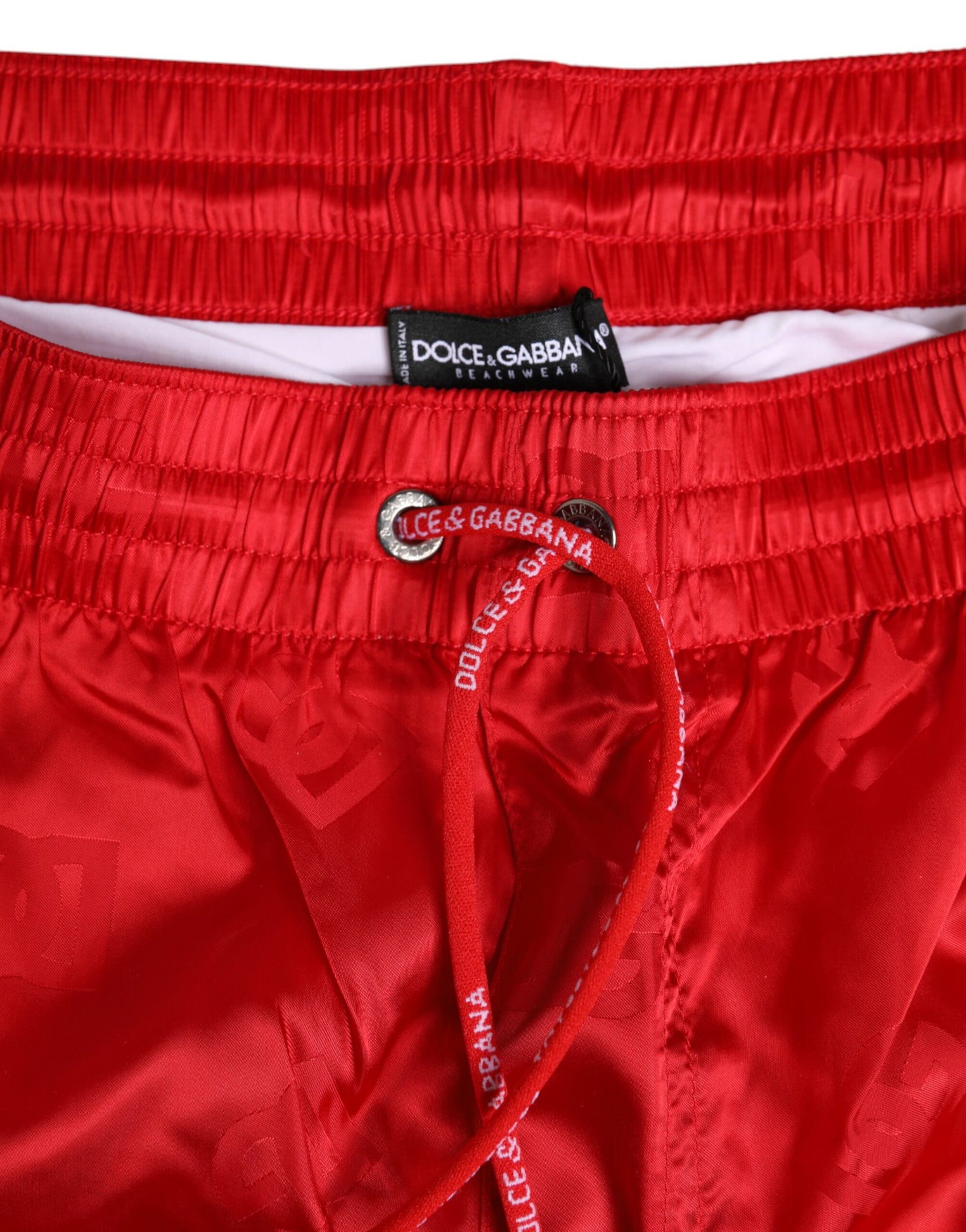 Dolce & Gabbana Red Nylon Drawstring Beachwear Shorts Swimwear | Regal Royce