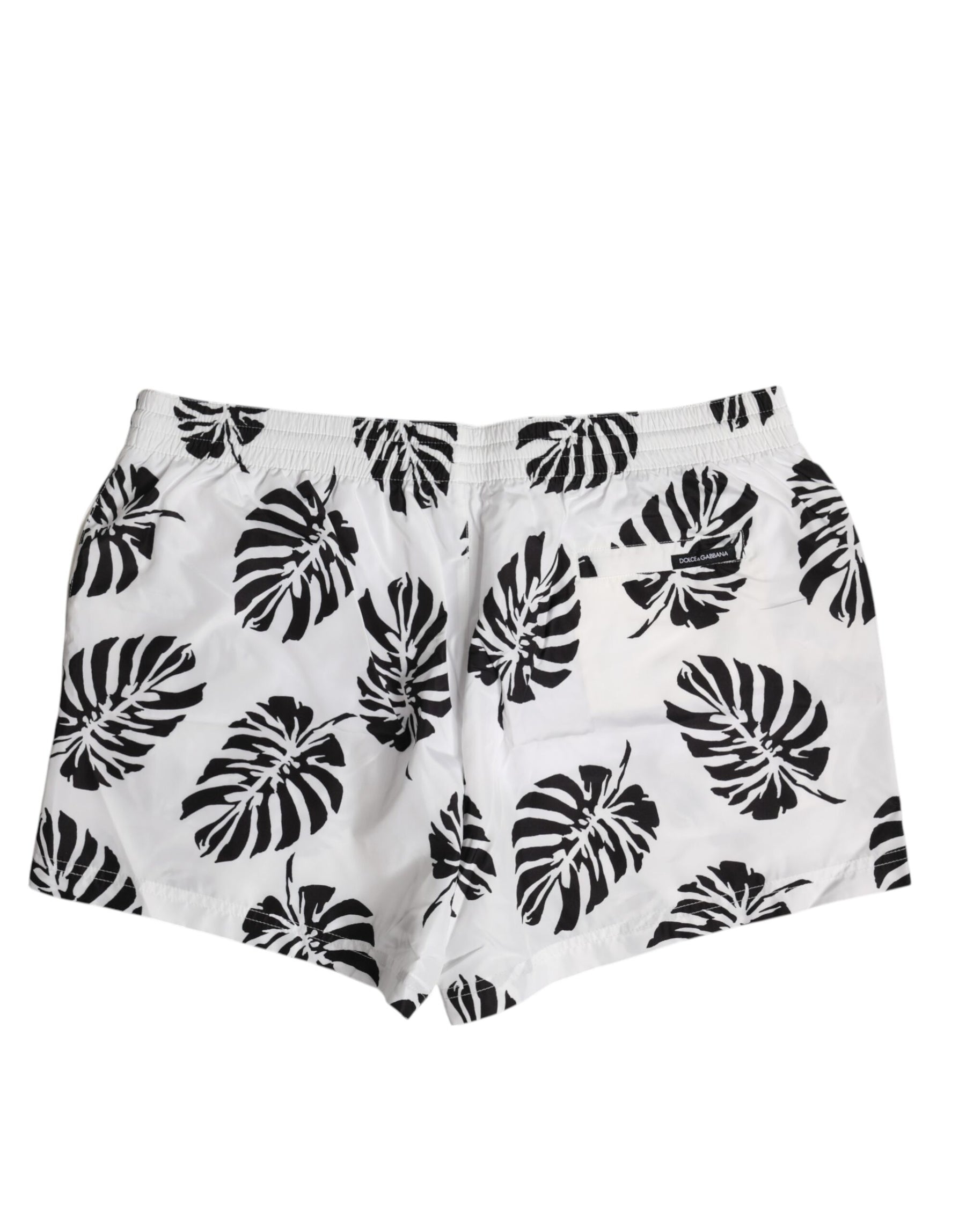 Dolce & Gabbana White Black Print Beachwear Shorts Swimwear | Regal Royce