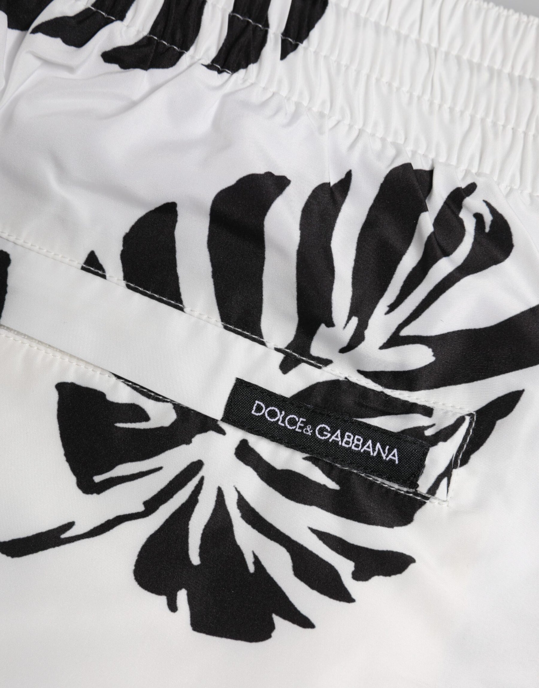 Dolce & Gabbana White Black Print Beachwear Shorts Swimwear | Regal Royce