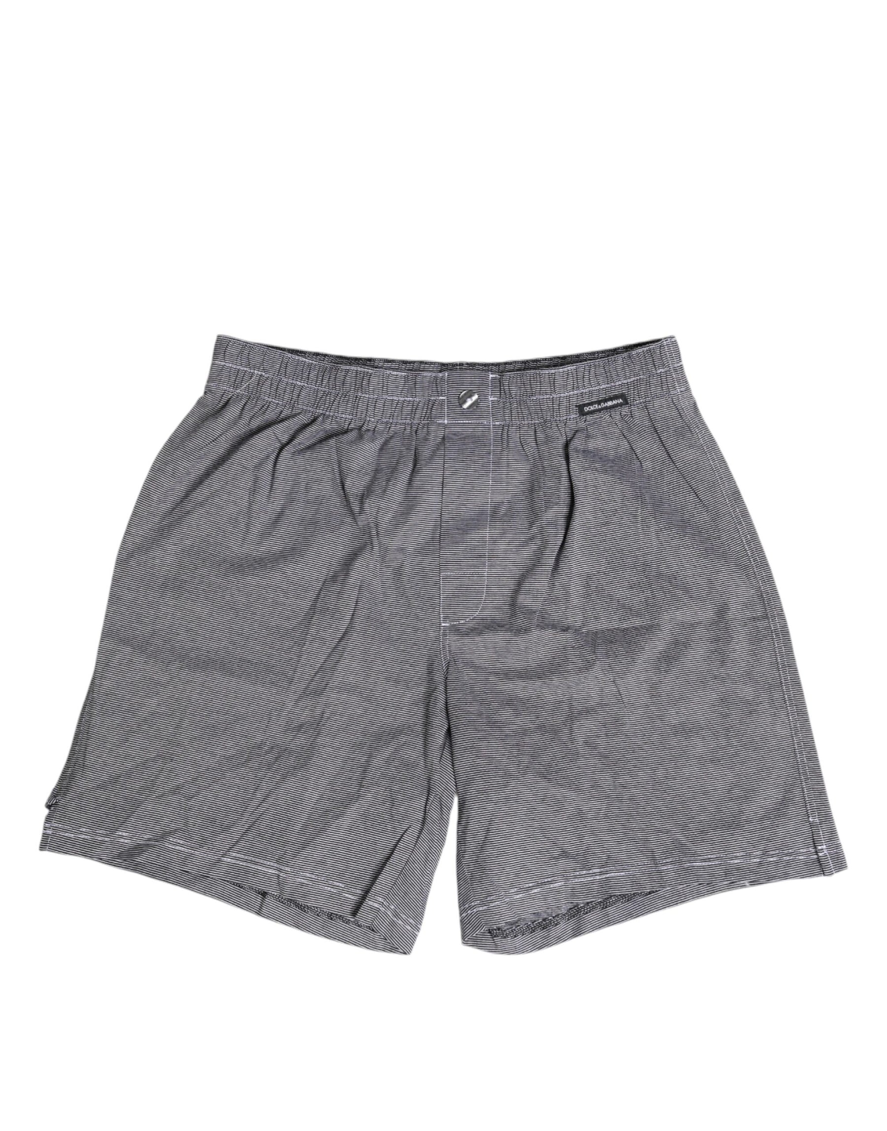 Dolce & Gabbana Gray Striped Cotton Regular Boxer Underwear | Regal Royce