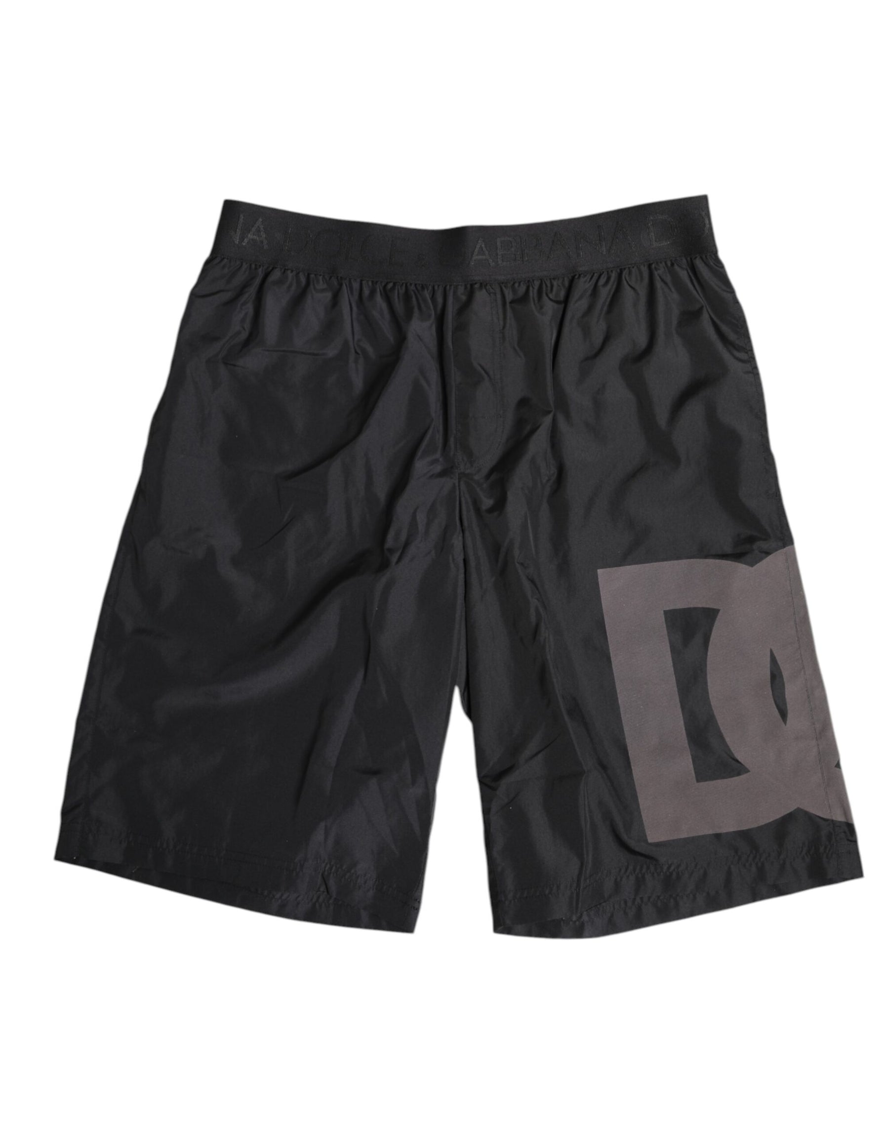 Dolce & Gabbana Black Logo Print Beachwear Men Shorts Swimwear | Regal Royce