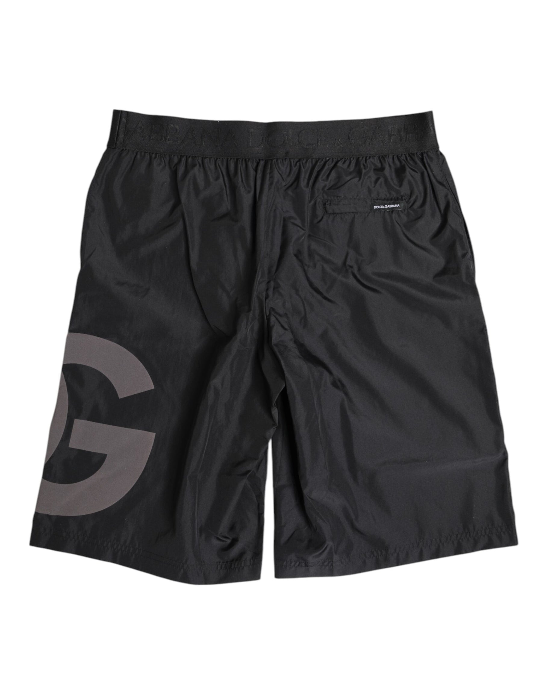 Dolce & Gabbana Black Logo Print Beachwear Men Shorts Swimwear | Regal Royce