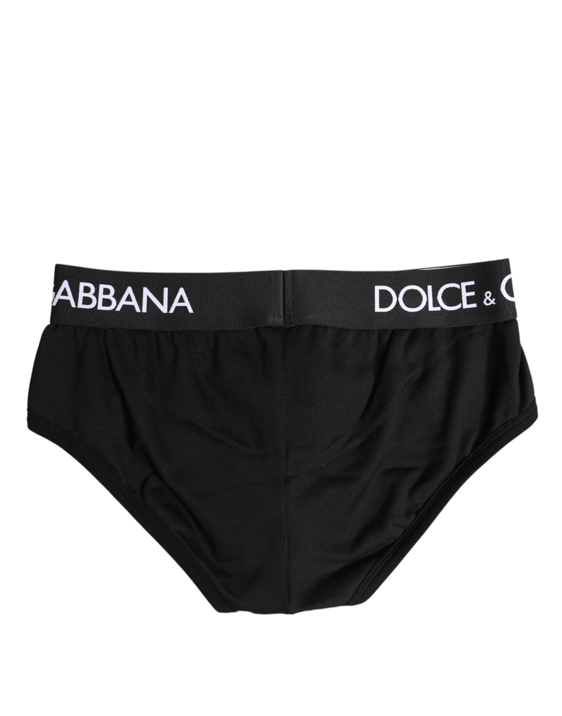 Dolce & Gabbana Black Cotton Stretch Regular Brief Underwear | Regal Royce