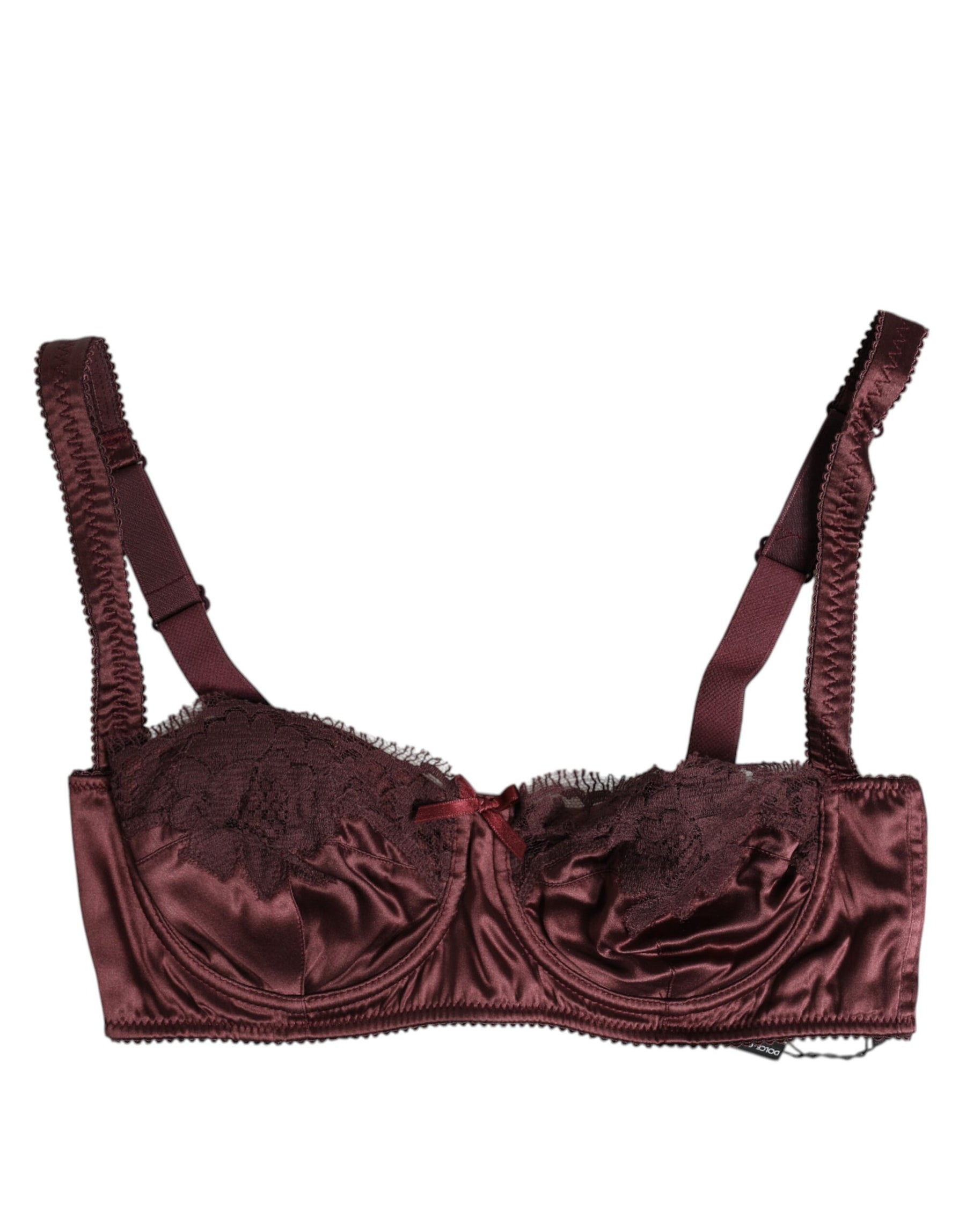 Dolce & Gabbana Burgundy Silk Underwired Balconette Bra Underwear | Regal Royce