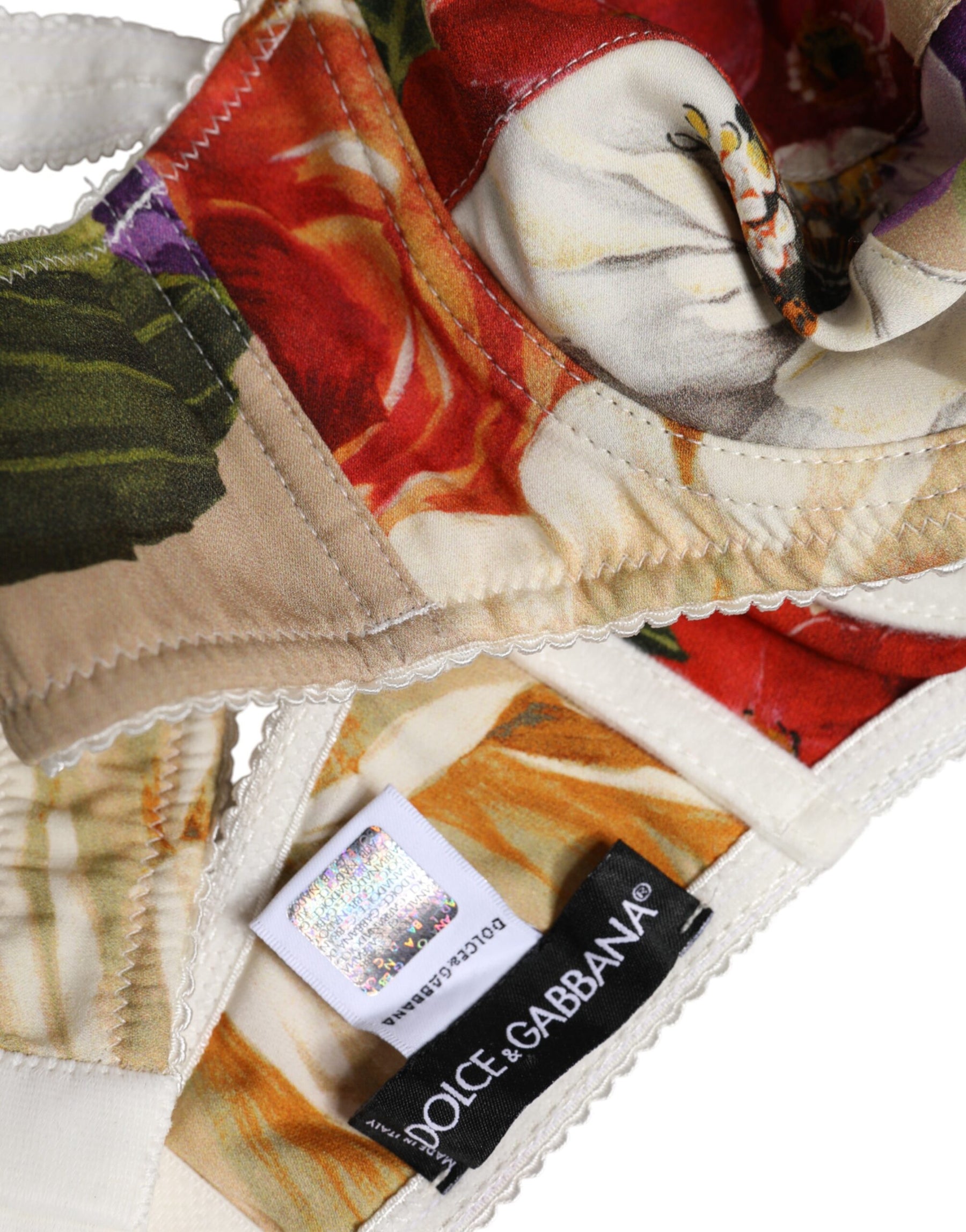 Dolce & Gabbana Beige Floral Balconcino Underwired Bra Underwear | Regal Royce